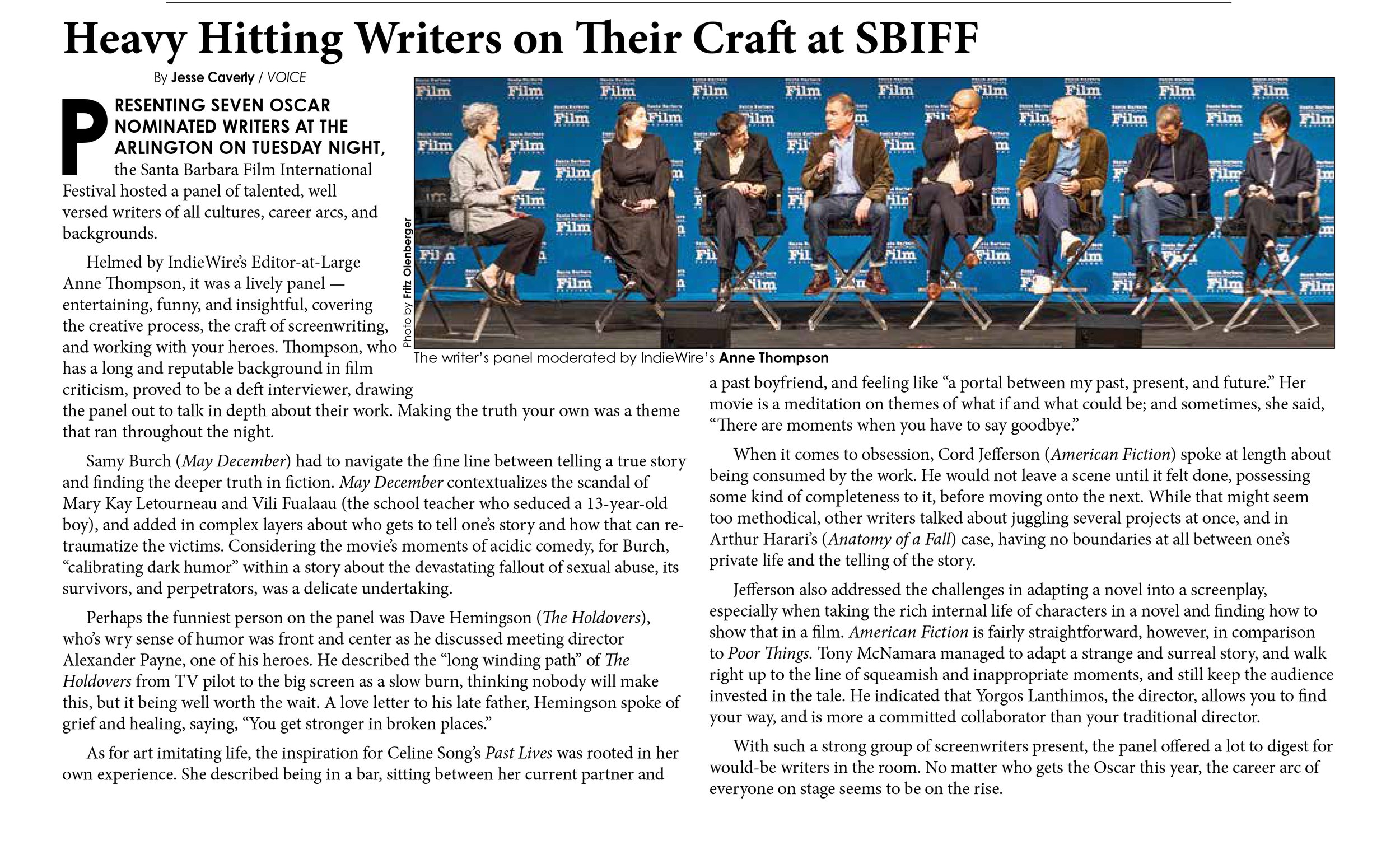 SBIFF: Heavy Hitting Writers on Their Craft at SBIFF