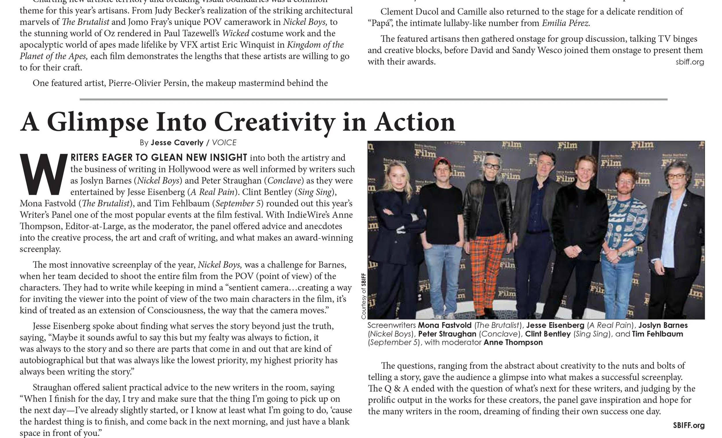 SBIFF: A Glimpse Into Creativity in Action