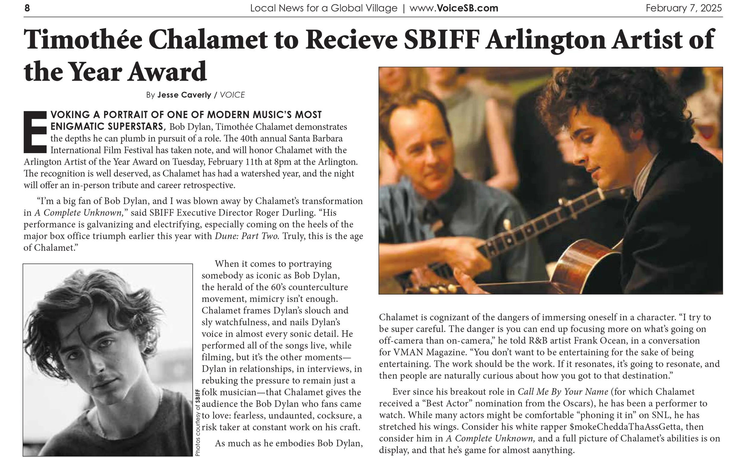 SBIFF: Timothée Chalamet to Recieve SBIFF Arlington Artist of the Year Award