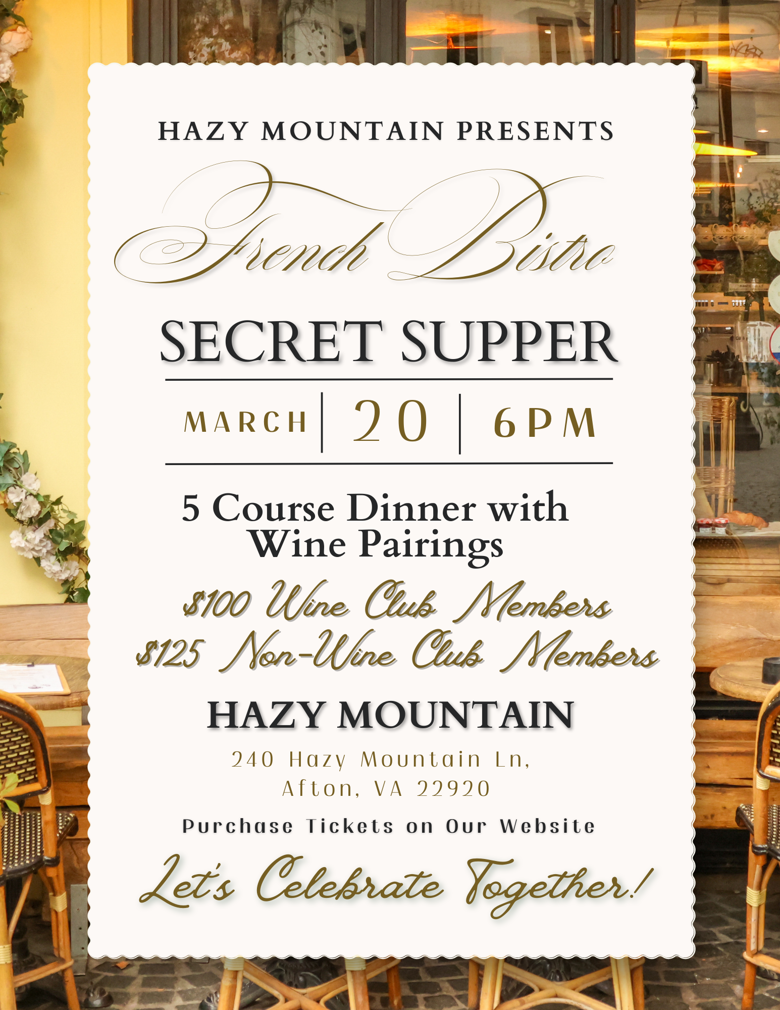 French bistro Secret Supper