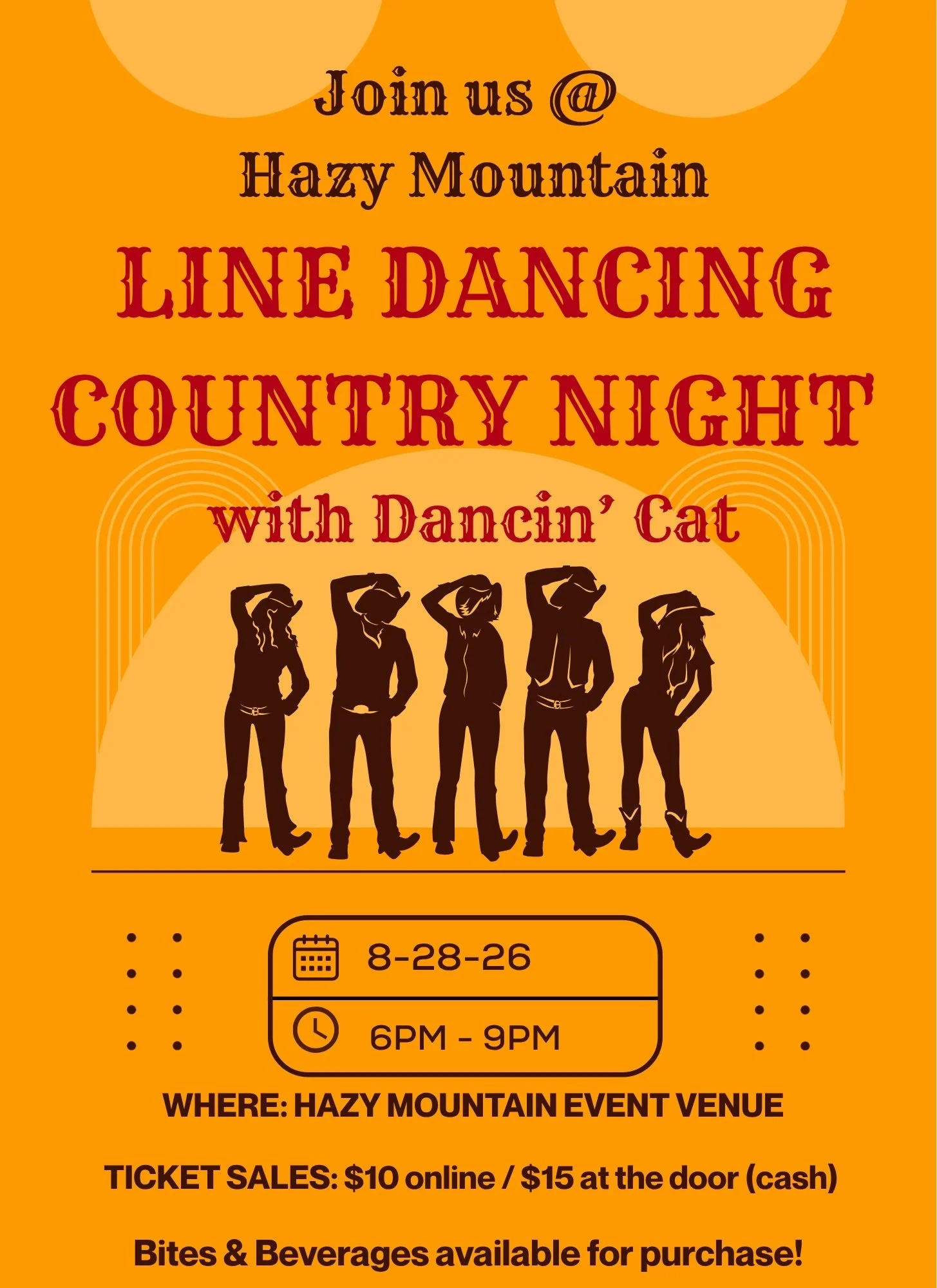 AUGUST COUNTRY LINE DANCING NIGHT WITH DANCIN' CAT