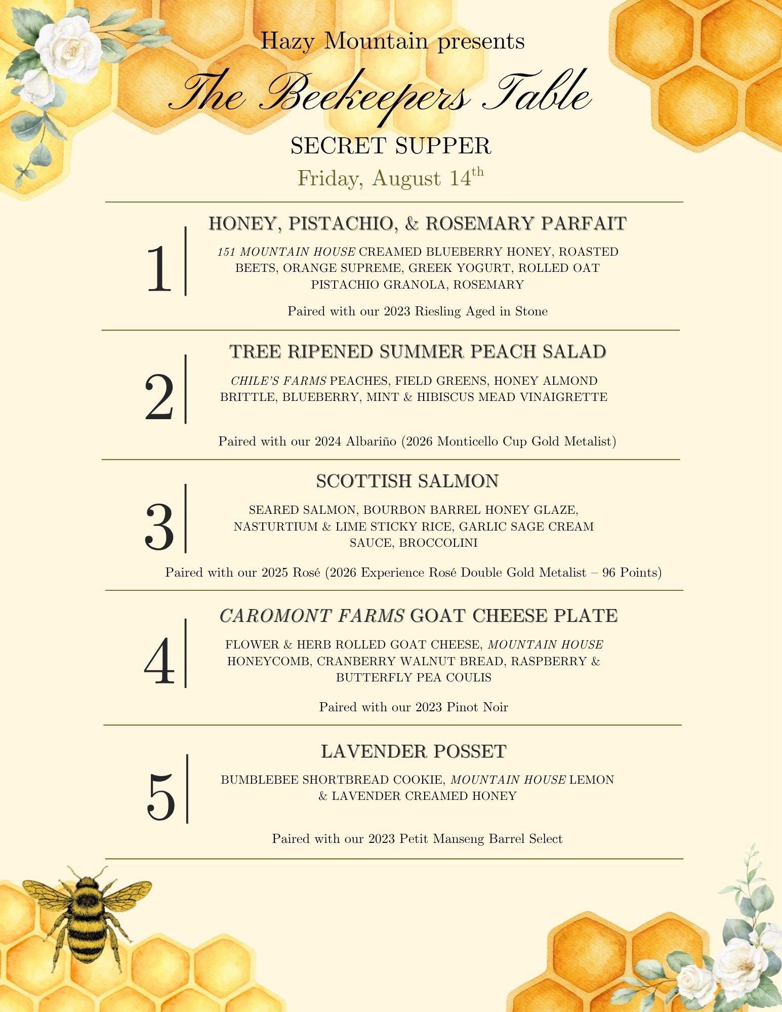 The Beekeepers Table Secret Supper