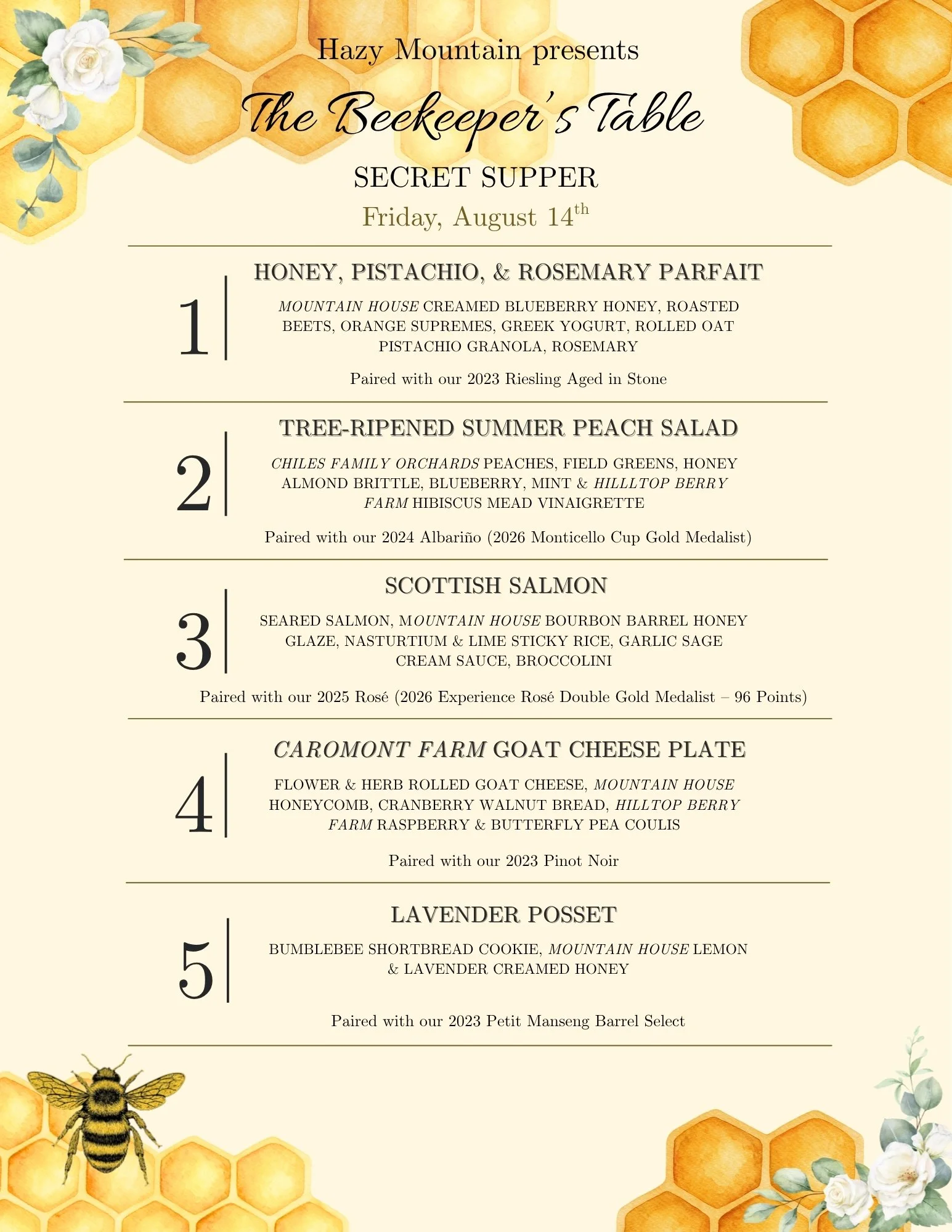 The Beekeeper’s Table Secret Supper