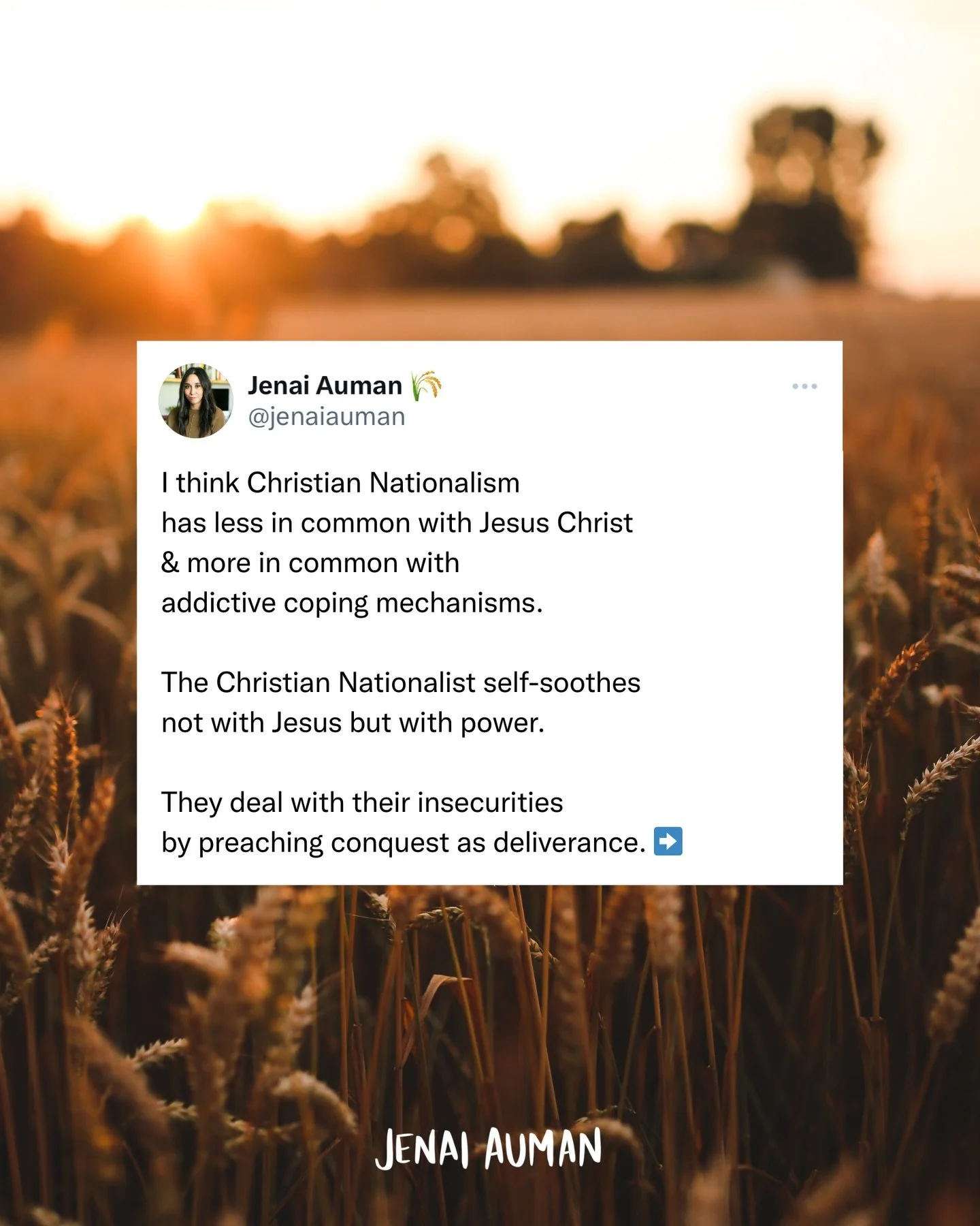 It looks like faith but is actually a hammer.

It&rsquo;s wielding &ldquo;god&rdquo; as a weapon against anything considered a threat&mdash;against the &ldquo;other.&rdquo;

Instead of doing the inner work of processing heartache and pain, Christian 