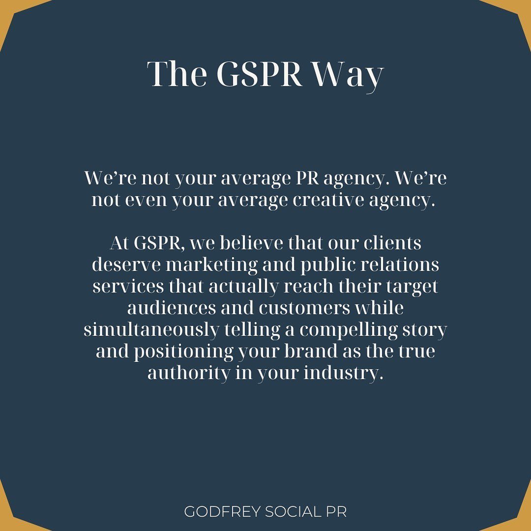 The GSPR Way!🌟

Elevating brands beyond the ordinary, we blend expertise with creativity to craft compelling stories that captivate audiences. From baby to wellness to food &amp; beverage, we&rsquo;re your go-to PR agency for making an impact🤍

Let