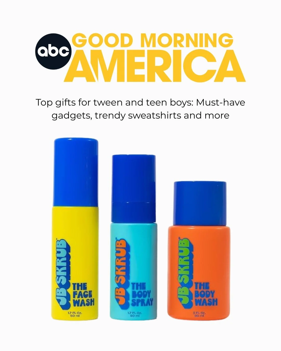 Another amazing feature for our client @jbskrub! 💥 The Junior Travel Trio made the list in Good Morning America&rsquo;s &lsquo;Top Gifts for Tween &amp; Teen Boys&rsquo; 🎁
#GSPR #GodfreySocialPR #GSPRClient