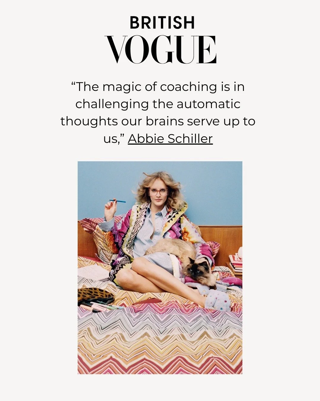 So proud to see our client Abbie Schiller featured in British Vogue ✨ In &ldquo;I Met the Life Coaches of the One Per Cent &ndash; Here&rsquo;s What They Taught Me,&rdquo; Abbie shares insights on mindset, leadership, and the power of intentional liv