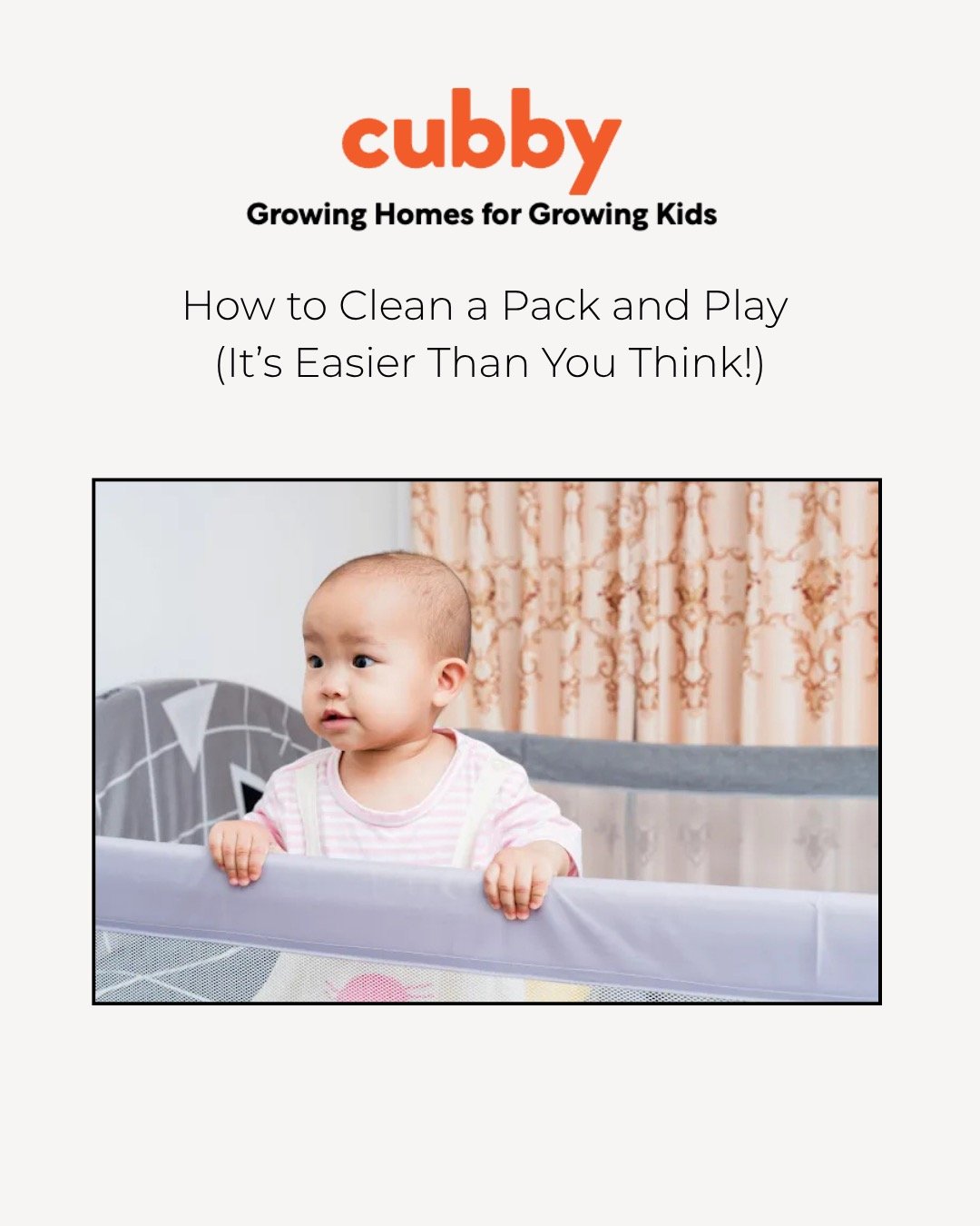 Excited to see BabyQuip featured in @cubbyathome sharing expert tips on how to clean a pack and play. The article highlights insights from BabyQuip&rsquo;s gear expert on why regular cleaning matters and how to safely maintain baby gear for everyday 