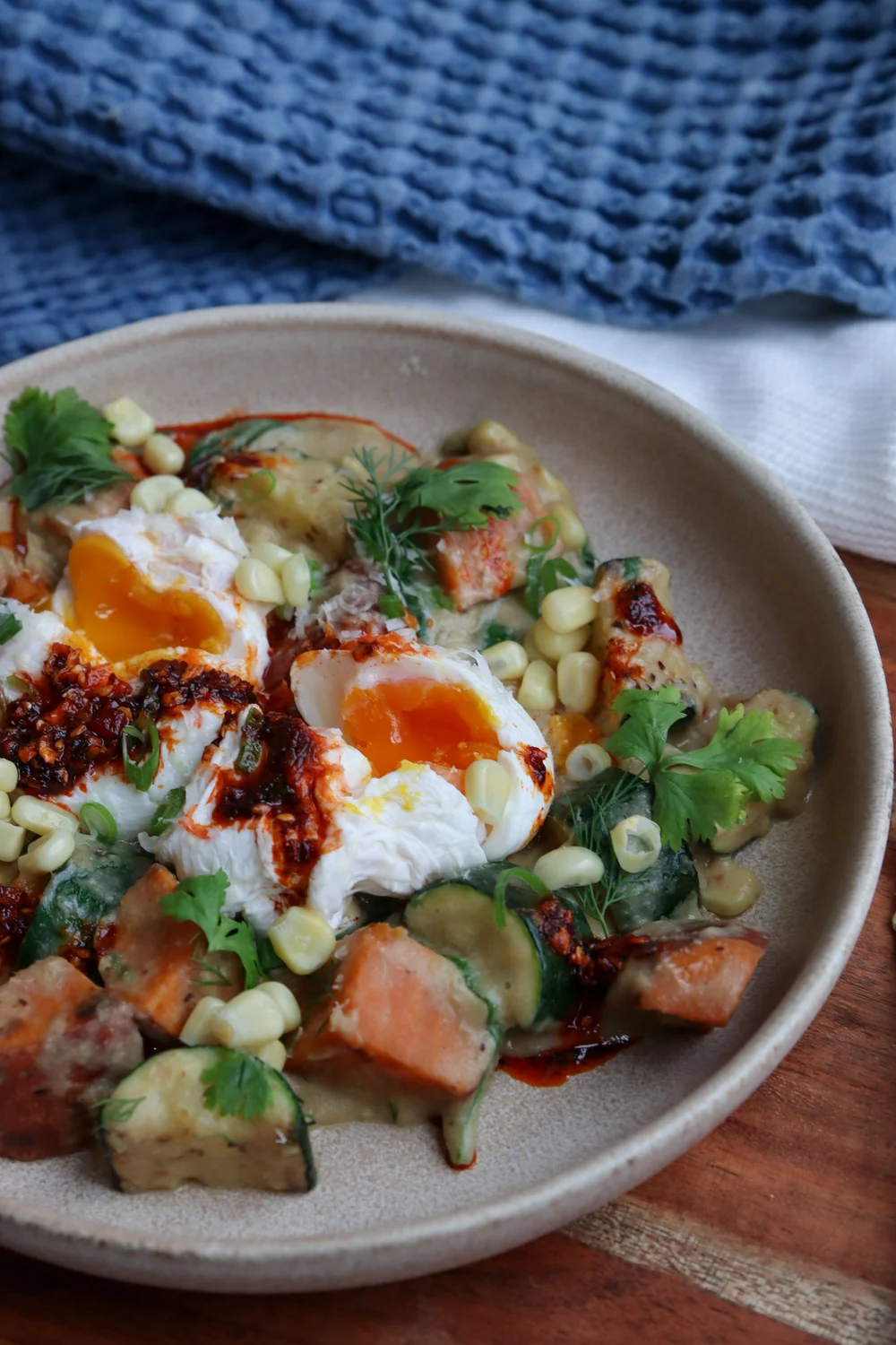Creamy Corn and Roasted Vegetable Breakfast Bowl (GF, DF) — Bella Oldham
