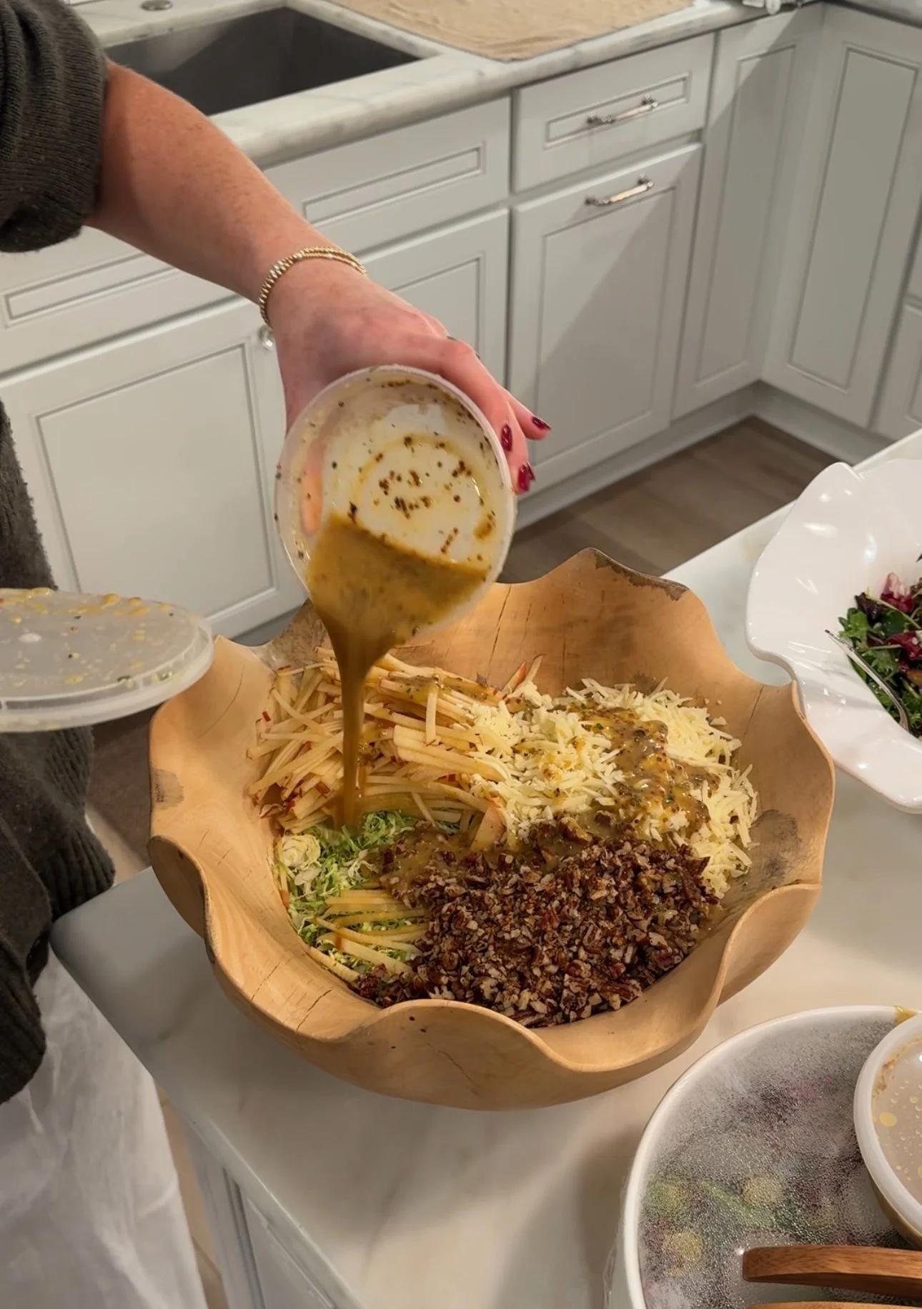 Shaved Brussel Sprout Salad with a Maple Mustard Vinaigrette 