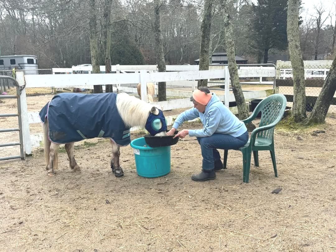 Sweetness' sponsor, Cheryl helping her finish her breakfast.