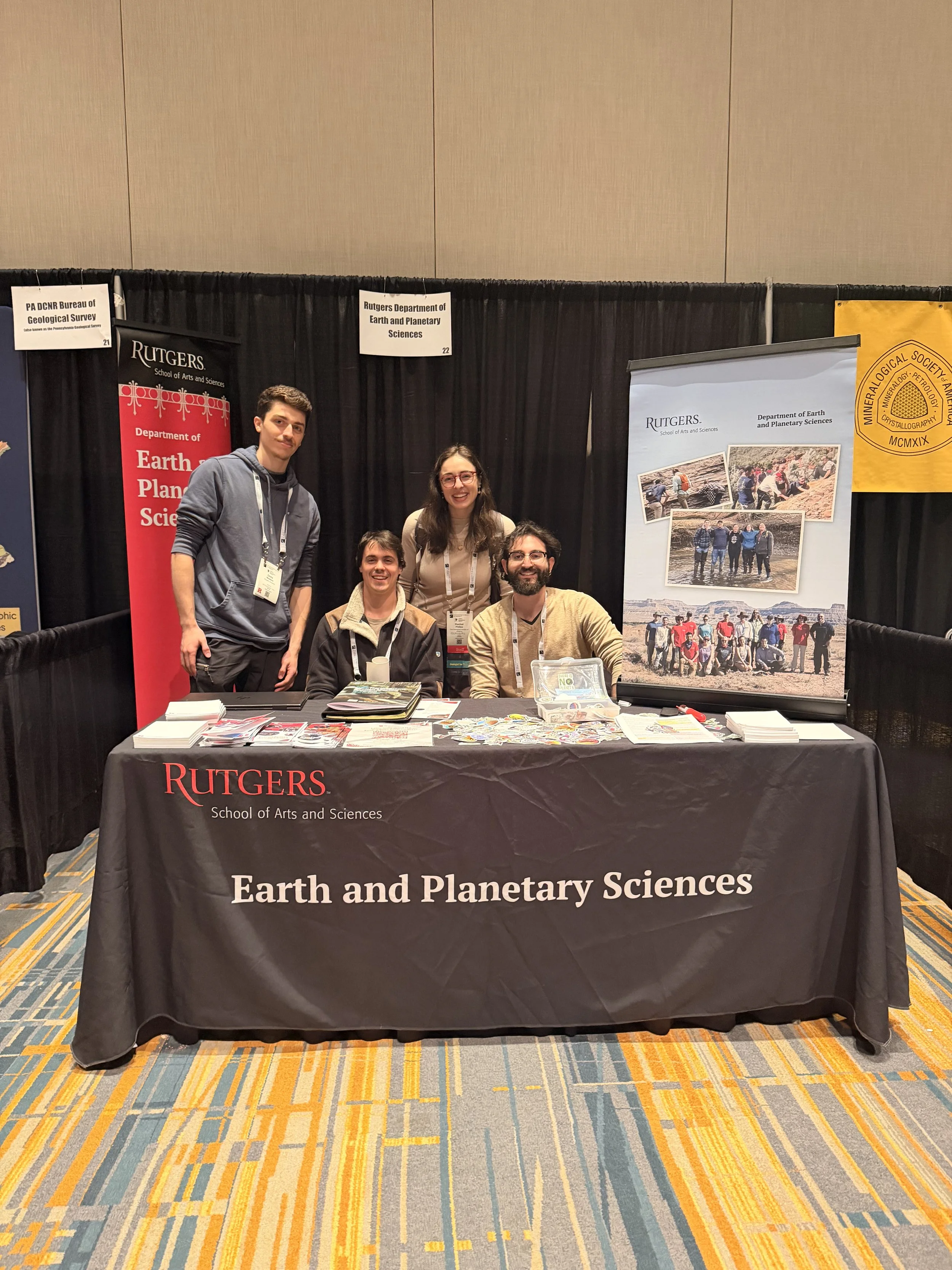 Geo Girl at Rutgers University booth for Earth and Planetary Sciences at a GSA northeastern section conference.