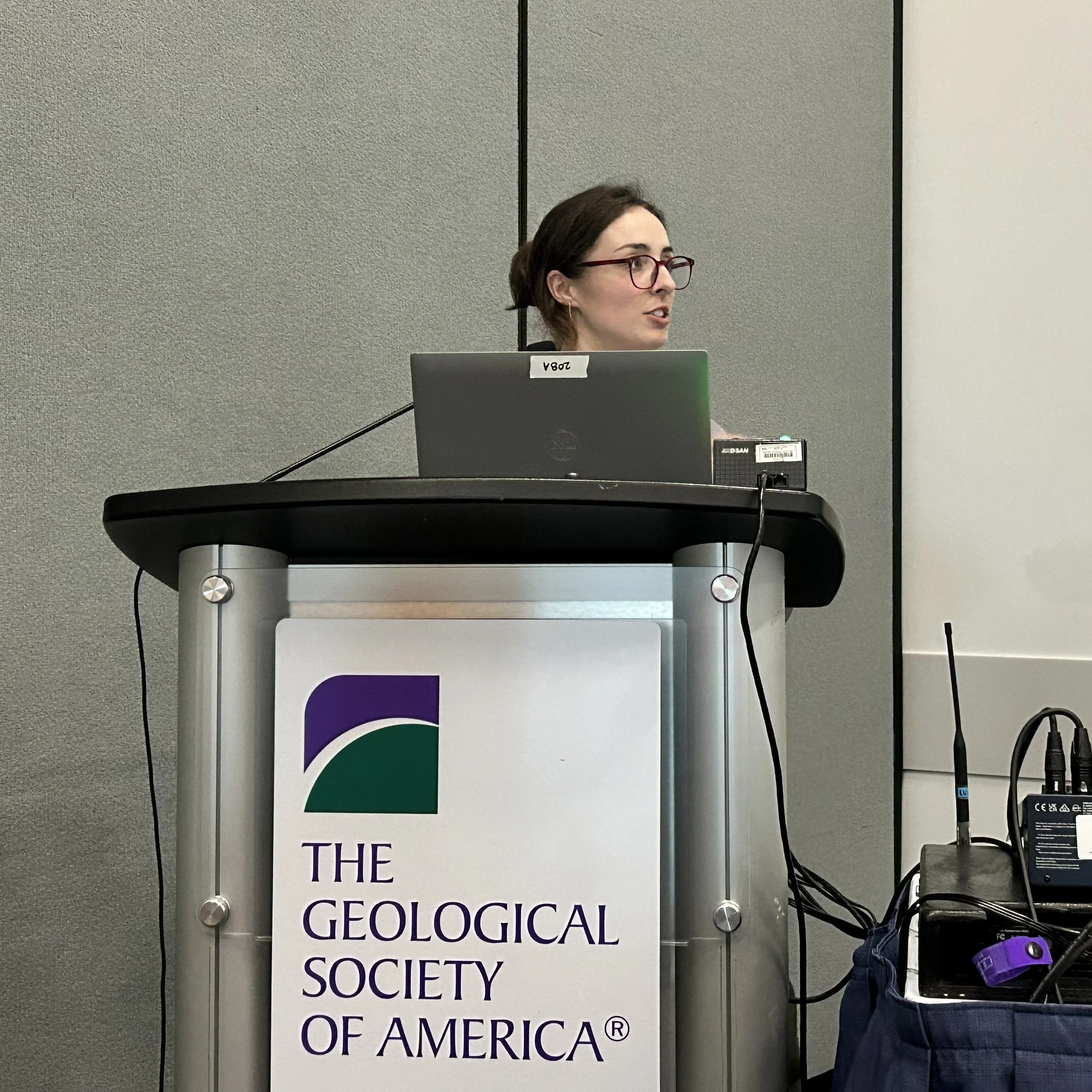 Geo Girl presenting at a GSA geology conference. 