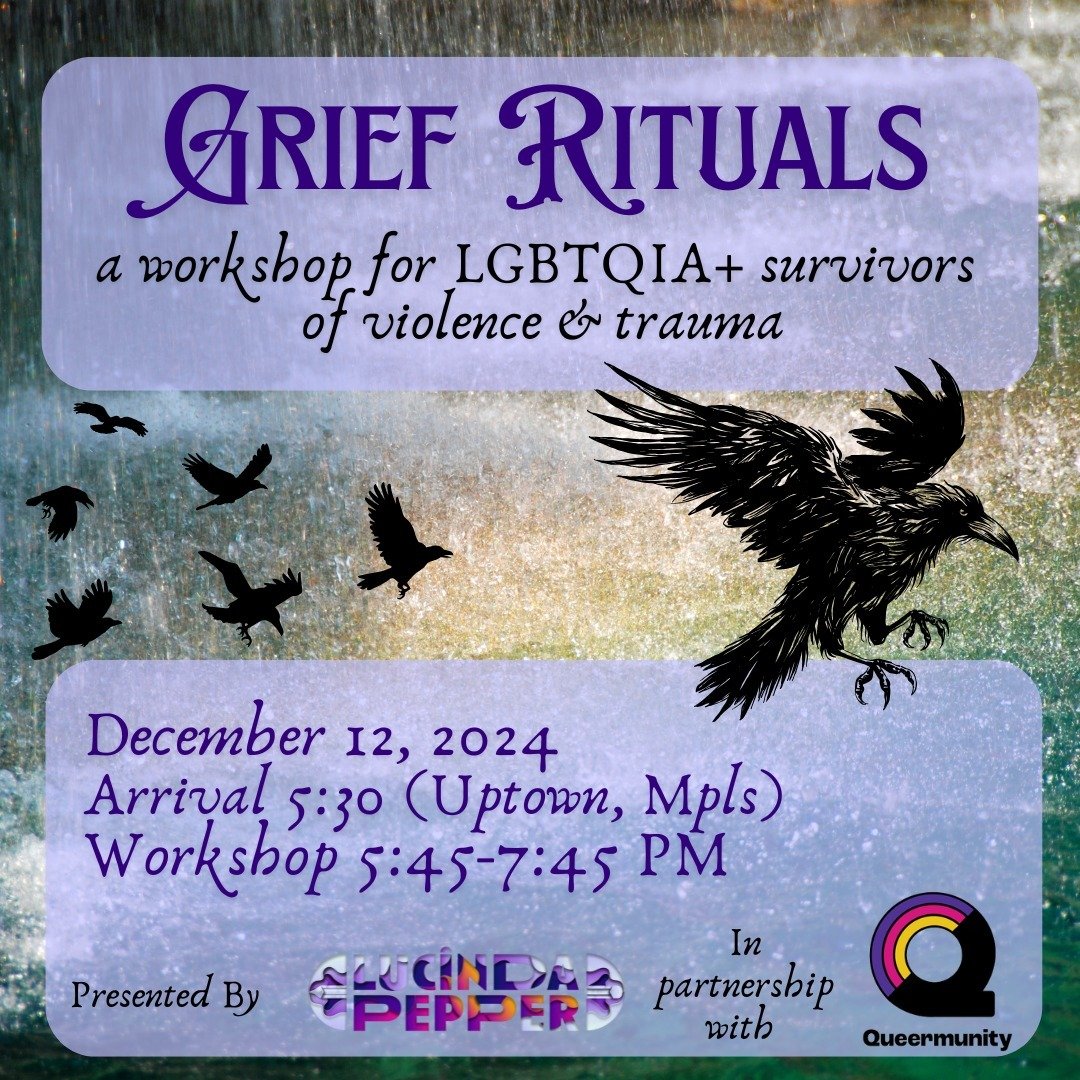There are only 7 spots left for my upcoming Grief Rituals workshop on Thursday evening!

--------&gt; Registration required: go to lucindapepper.com/events to sign up.

Join me in-person to build relationships with our individual and collective grief