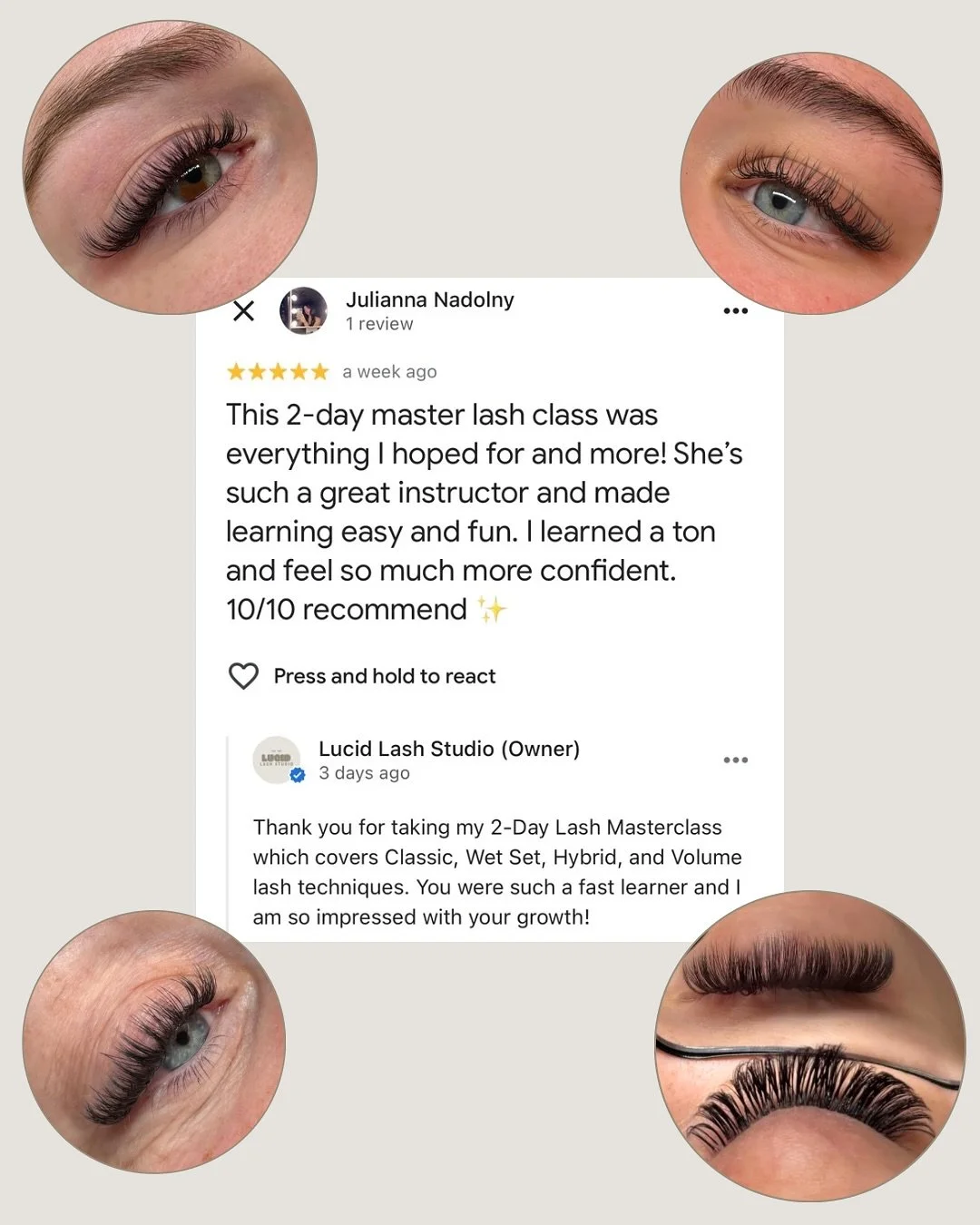 𝙻𝚎𝚊𝚛𝚗 𝚠𝚒𝚝𝚑 𝚝𝚑𝚎 𝚛𝚒𝚐𝚑𝚝 𝚏𝚘𝚞𝚗𝚍𝚊𝚝𝚒𝚘𝚗

I started lashing as a side hustle in college &mdash; now it&rsquo;s a full-time business that gives me freedom, flexibility, and financial control.

I created my Lash master class for artis