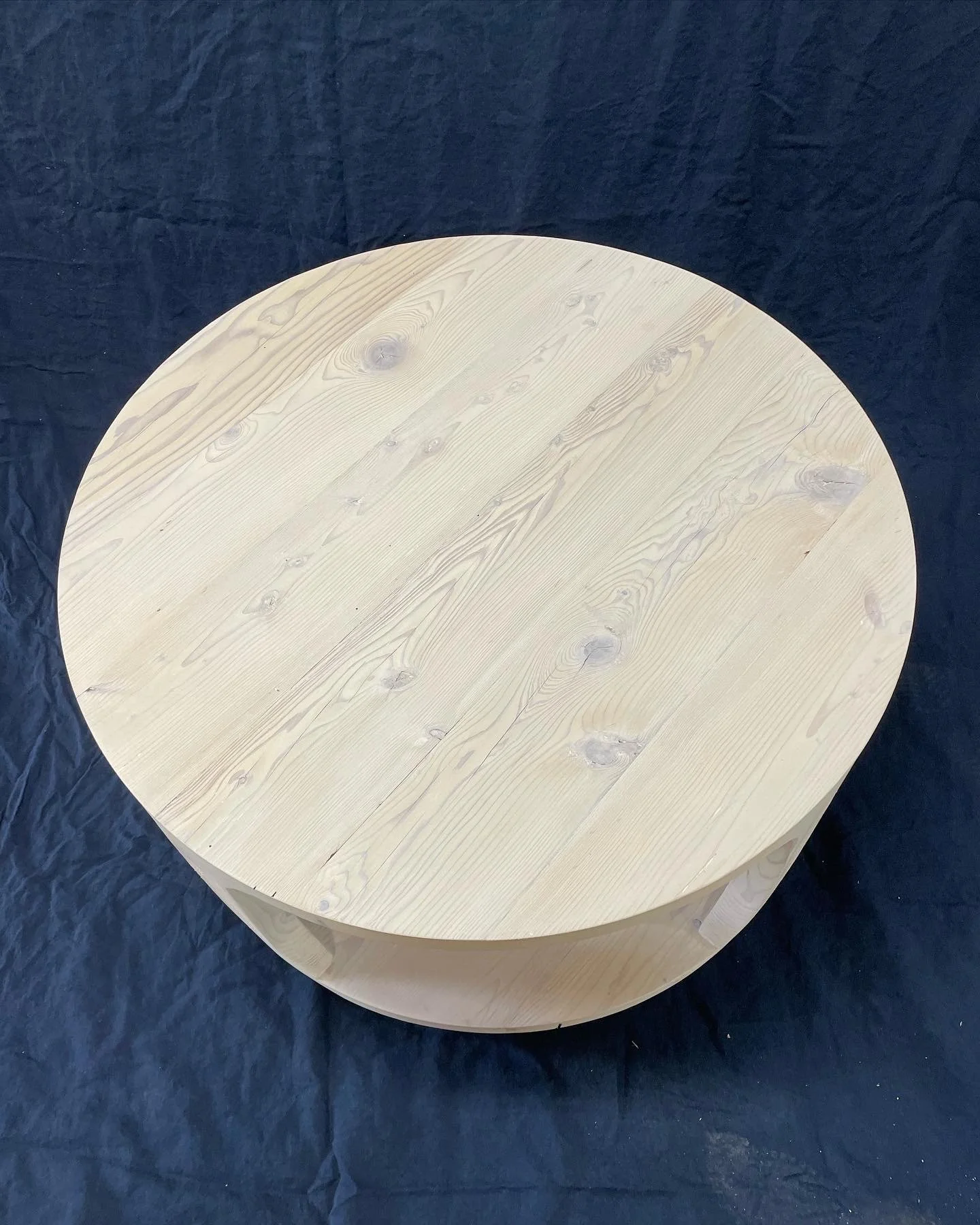 top of the reclaimed coffee table with a white wash