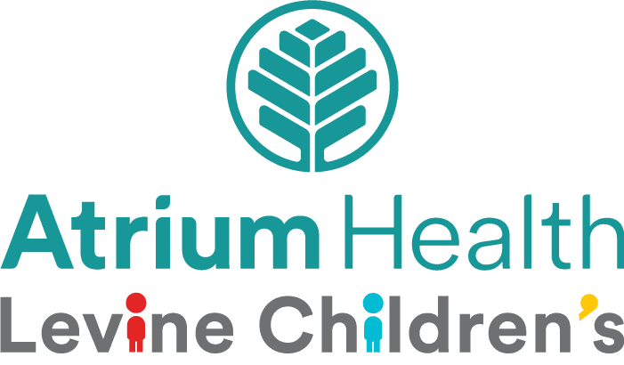 Logo of Atrium Health Levine Children's, featuring a teal stylized tree and text in teal, gray, red, blue, and yellow.