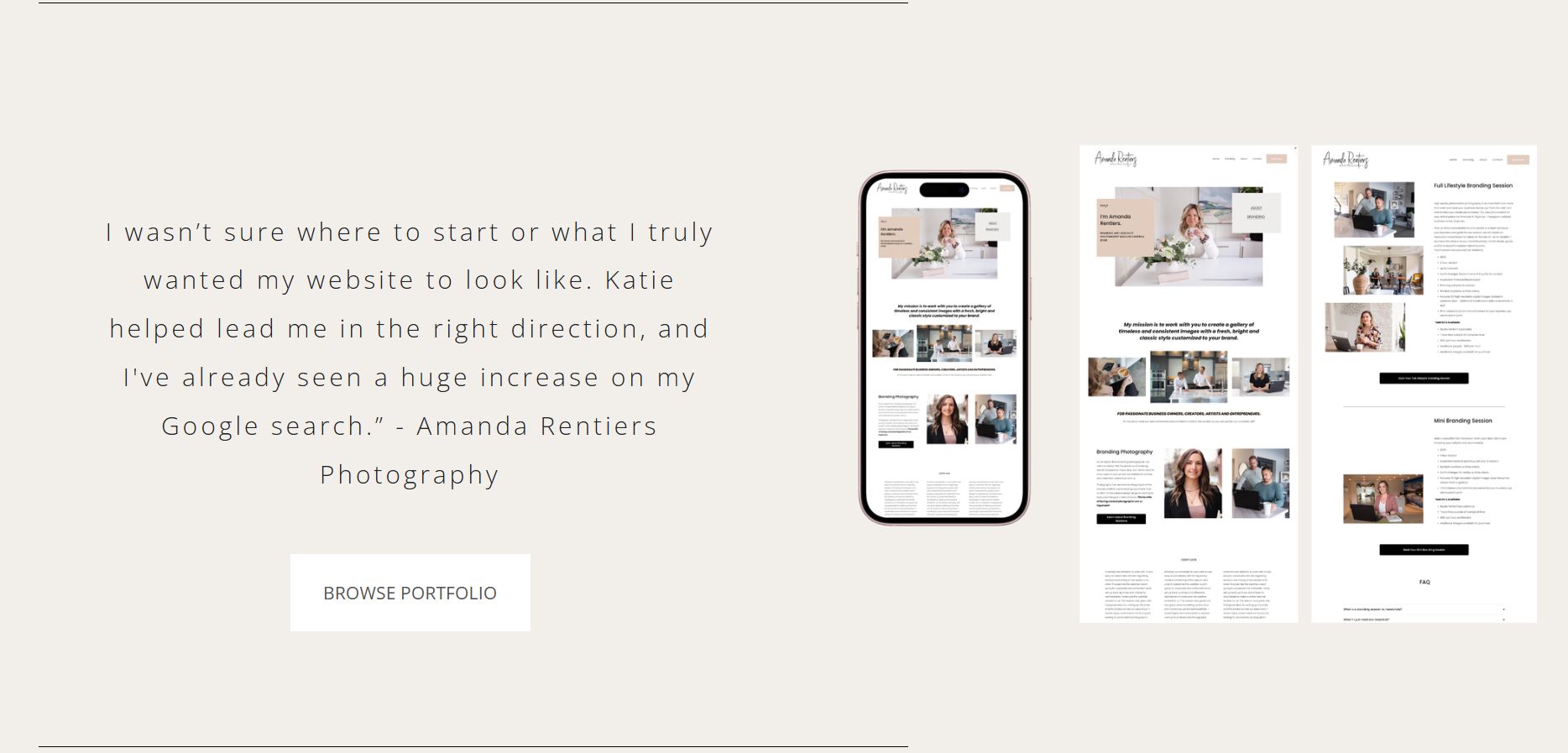 Squarespace testimonial section design showing client reviews displayed in a clean, trustworthy layout to help build credibility and connection on a website.