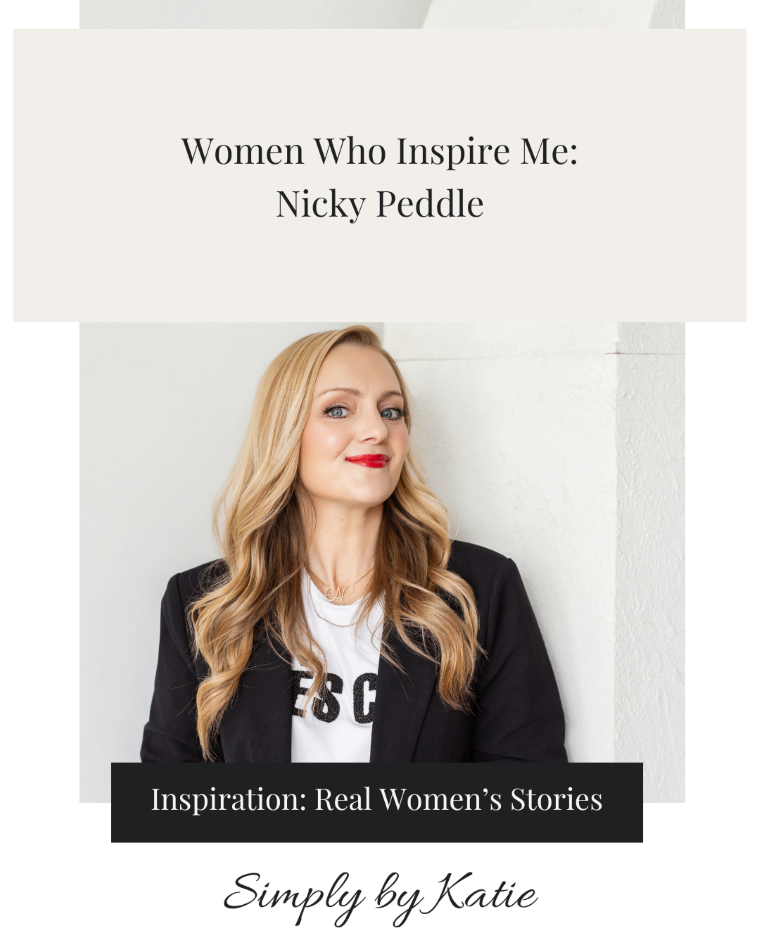 Inspirational interview with social media strategist Nicky Peddle on Simply by Katie. Story on overcoming a sudden health crisis, prioritizing health, and redefining success in business.