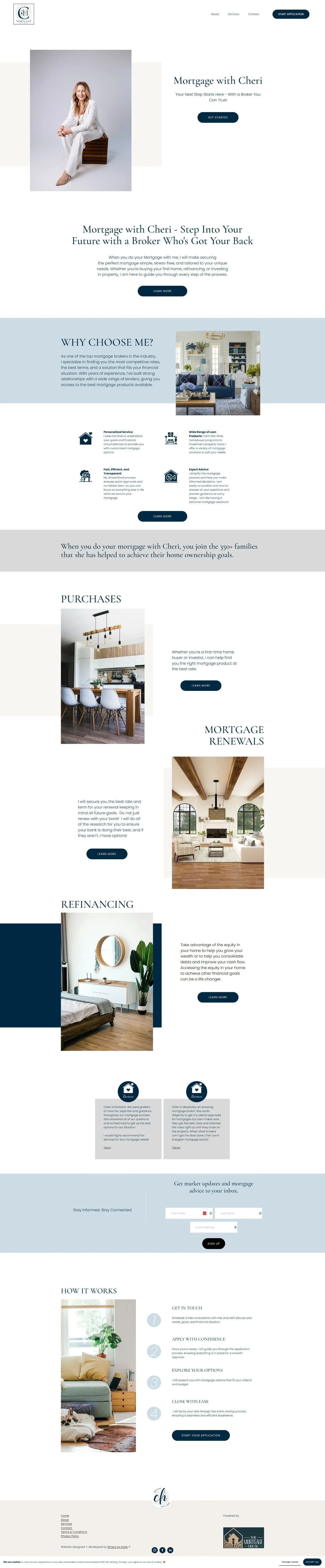 Example of a mortgage broker website that uses storytelling to share expertise, services and process