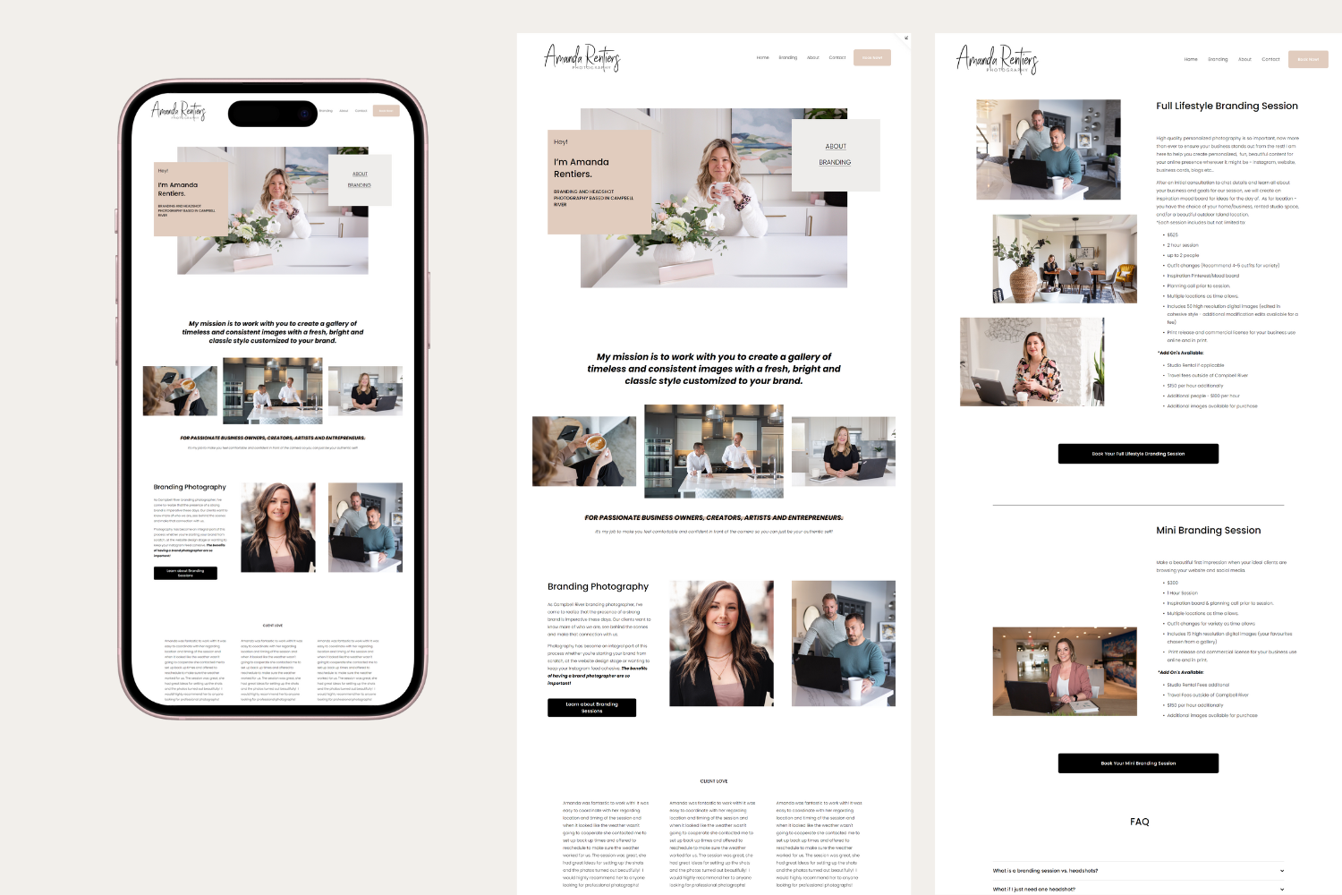Website design example photographer. This Squarespace site was optimized for SEO and designed to showcase her creative photography portfolio with ease.