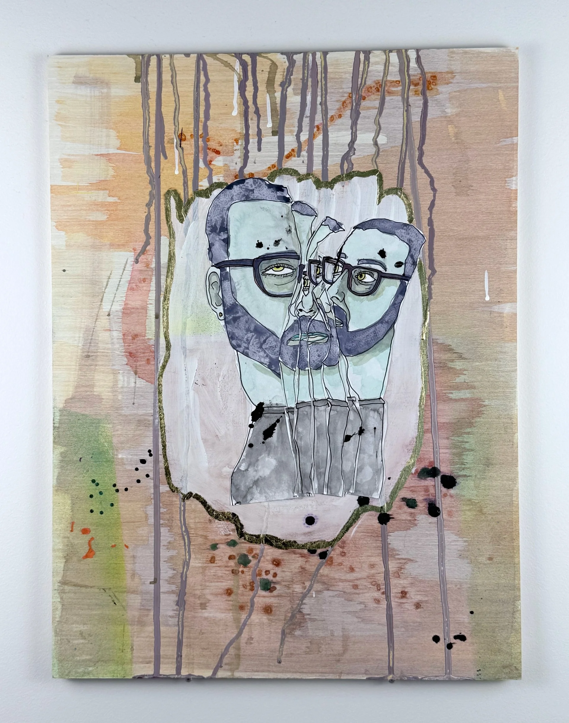 so done. mixed media on wood. 18x24". 2026