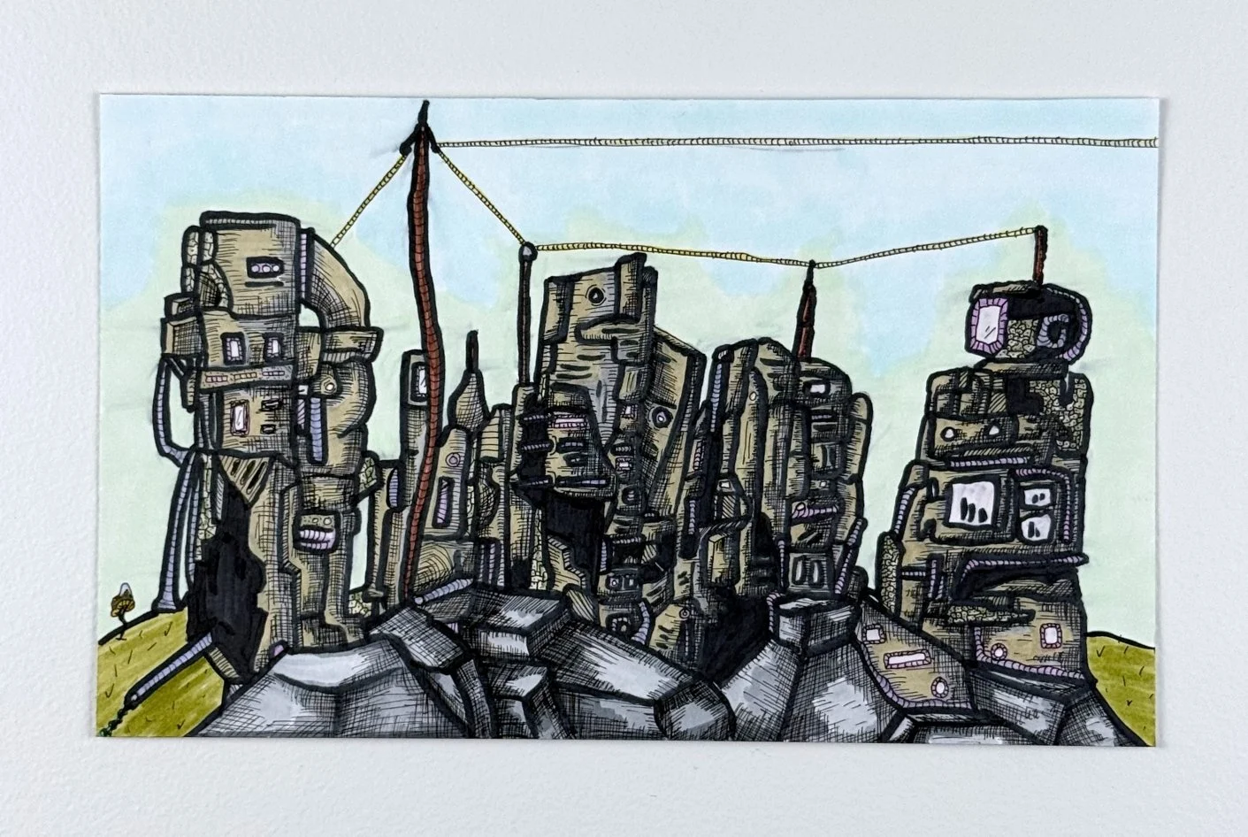 18341. ink and marker on paper. 6x9". 2026