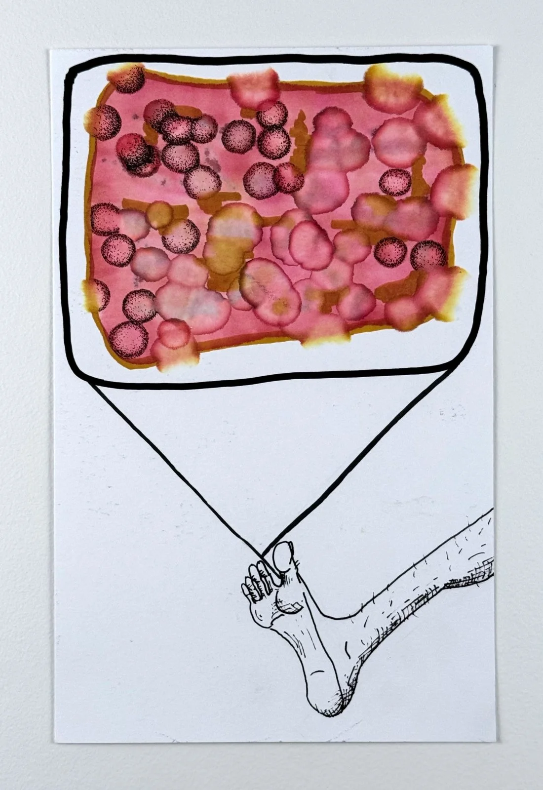 ingrown. ink and marker on paper. 7x11". 2026