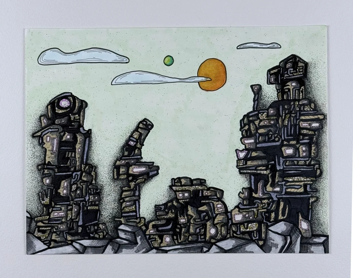 18351. ink and marker on paper. 9x12". 2026