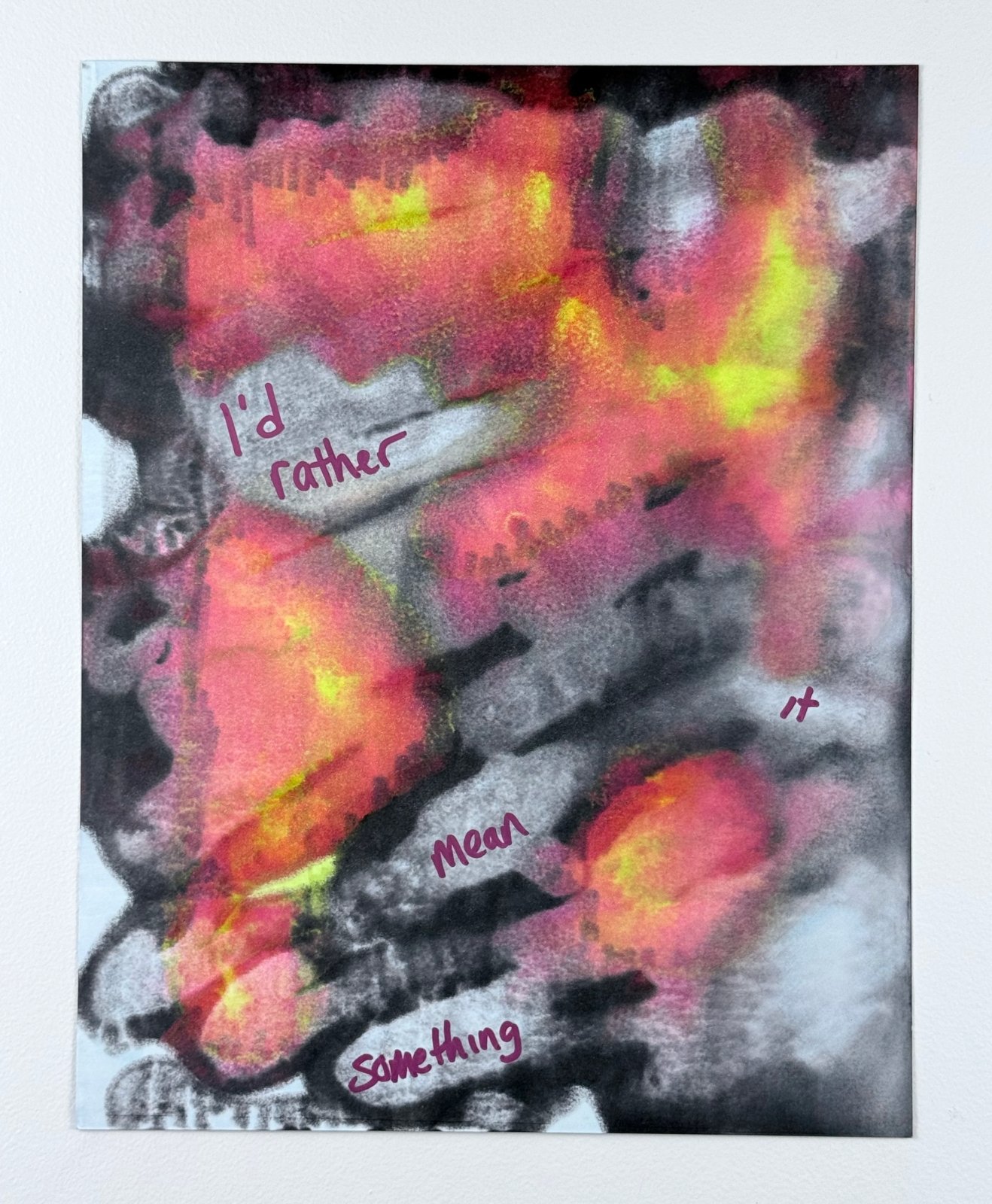 I'd rather. marker and paint pen on paper. 12x14". 2026