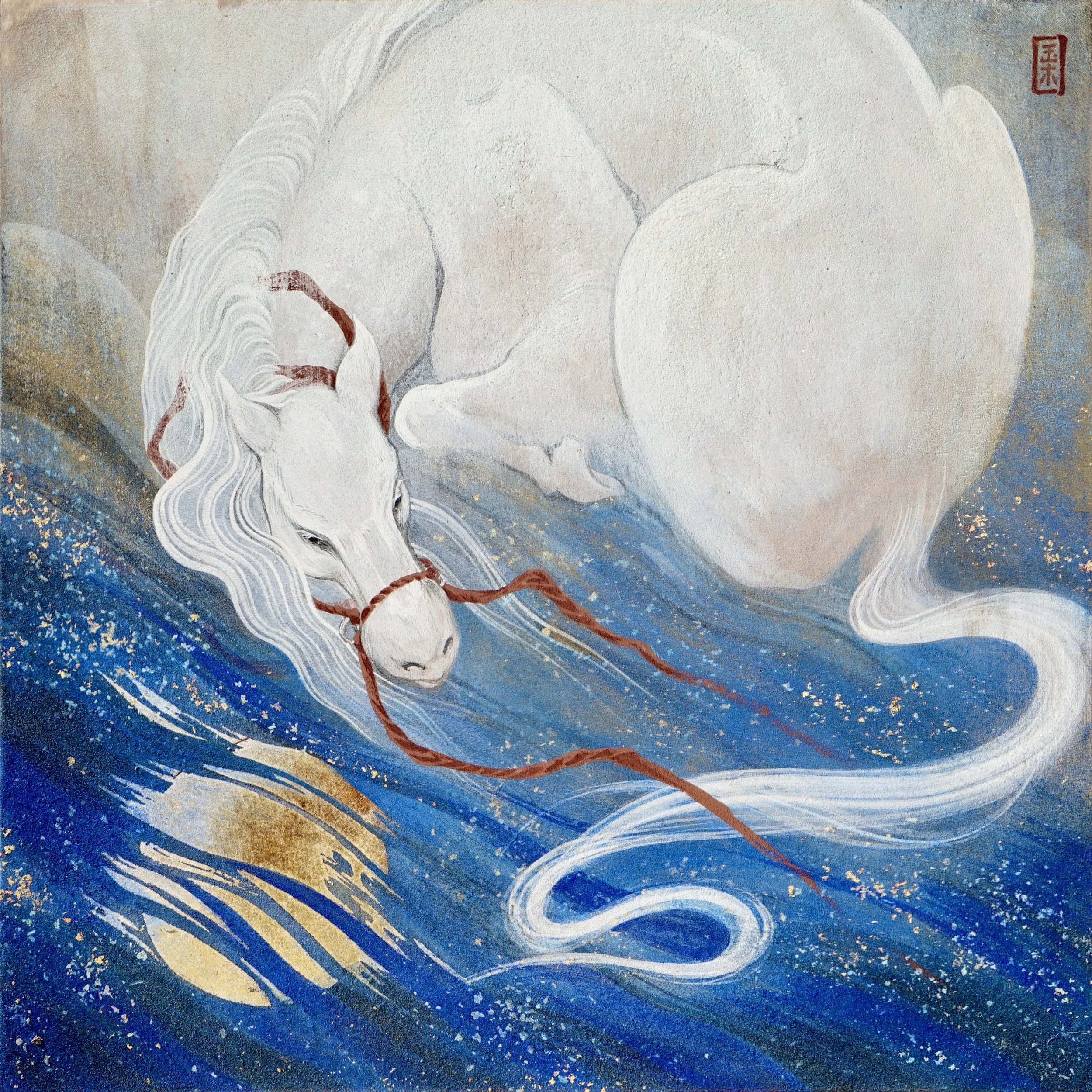 Untacked, Mineral painting on paper, 40 × 40 cm, 15 × 15 inches, 2026