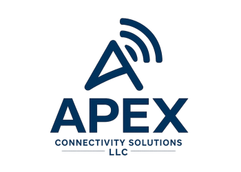 A logo for APEX Connectivity Solutions LLC featuring a stylized letter 'A' with Wi-Fi signal waves above it.
