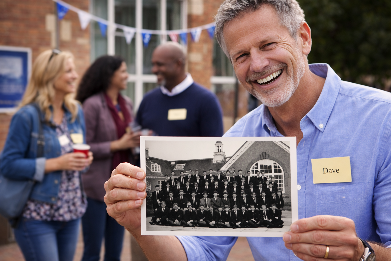 Alumni reconnecting with school history during an anniversary celebration event