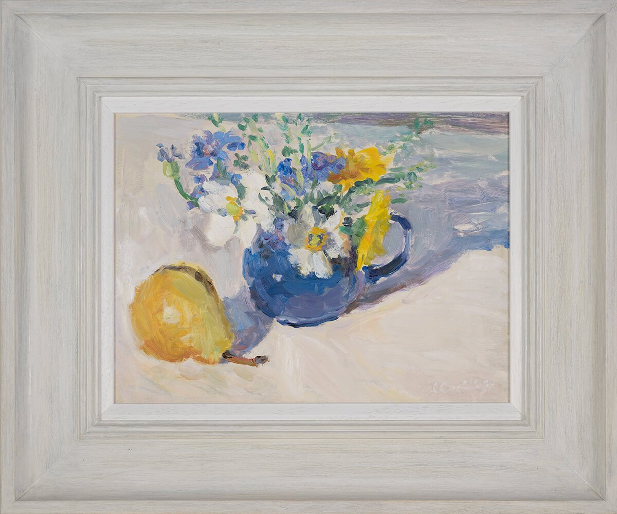 pear anemomes and marigolds framed.jpg
