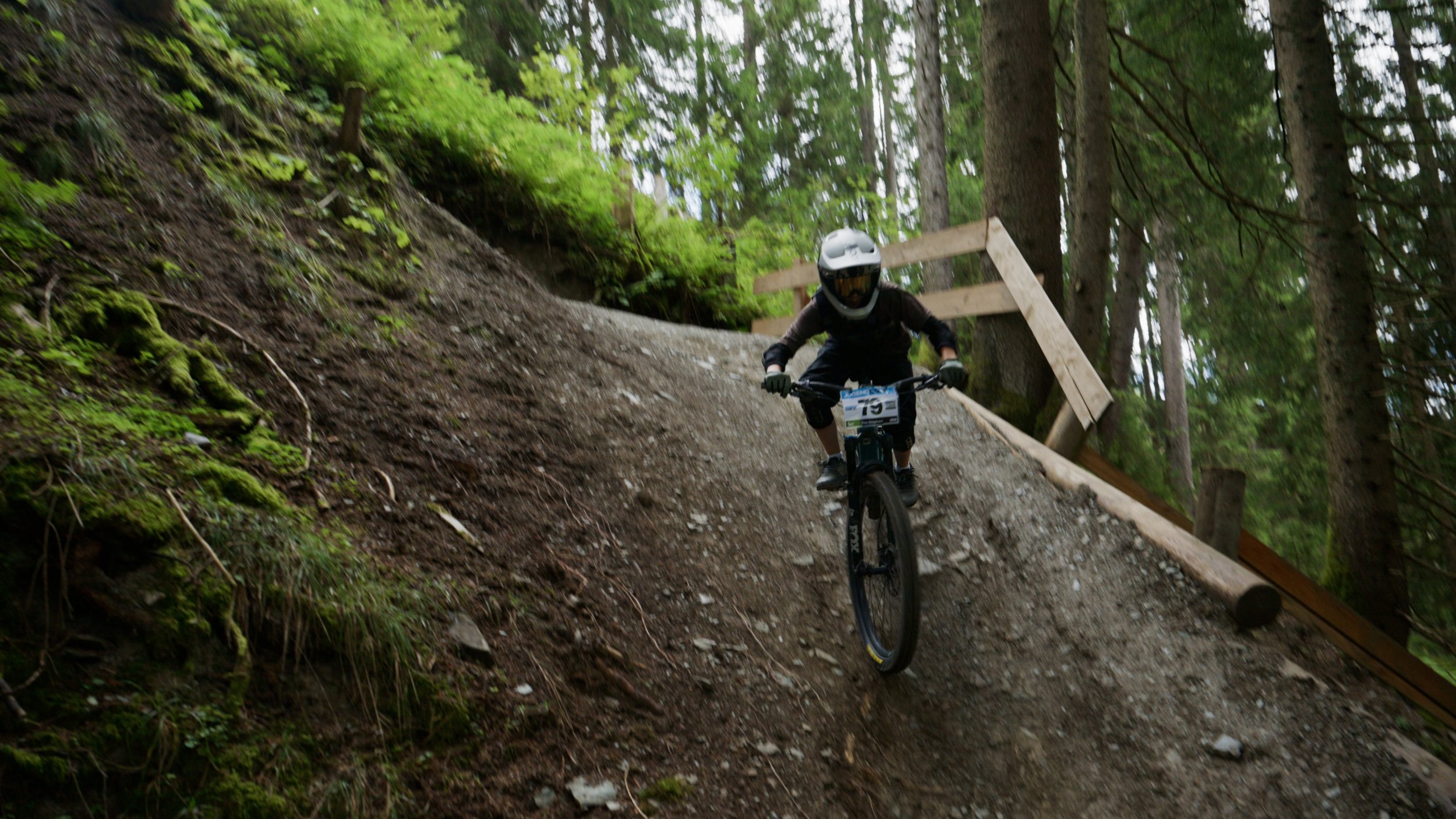 A young shredder making his way down the trails