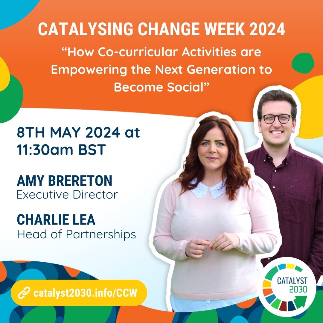 We have an exciting announcement! 📢👀

Join us as we celebrate #CatalysingChangeWeek2024, hosted by @catalyst_2030! On Wednesday, May 8th, at 11:30 BST, our very own Amy Brereton and Charlie Lea will be leading the session titled &quot;How Co-curric
