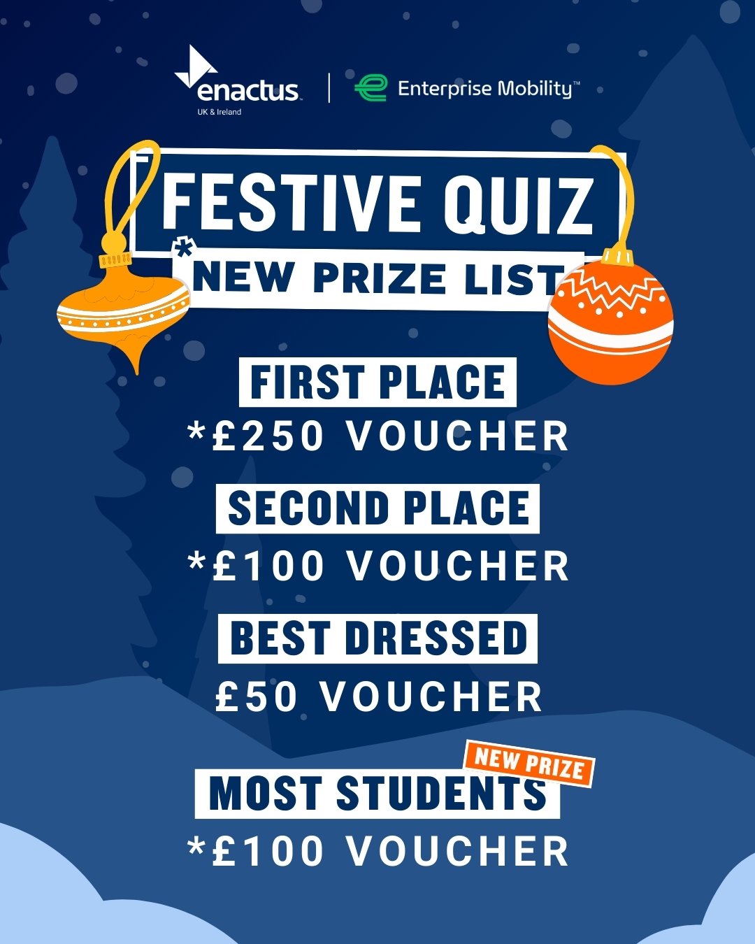 There&rsquo;s just ONE MORE SLEEP to go until the highly anticipated Enactus x @enterprisemobility.careers.uk Festive Quiz! ☃️🎄

As a thank you for the amazing response to the quiz, and for bringing so much holiday spirit already, we&rsquo;ve added 