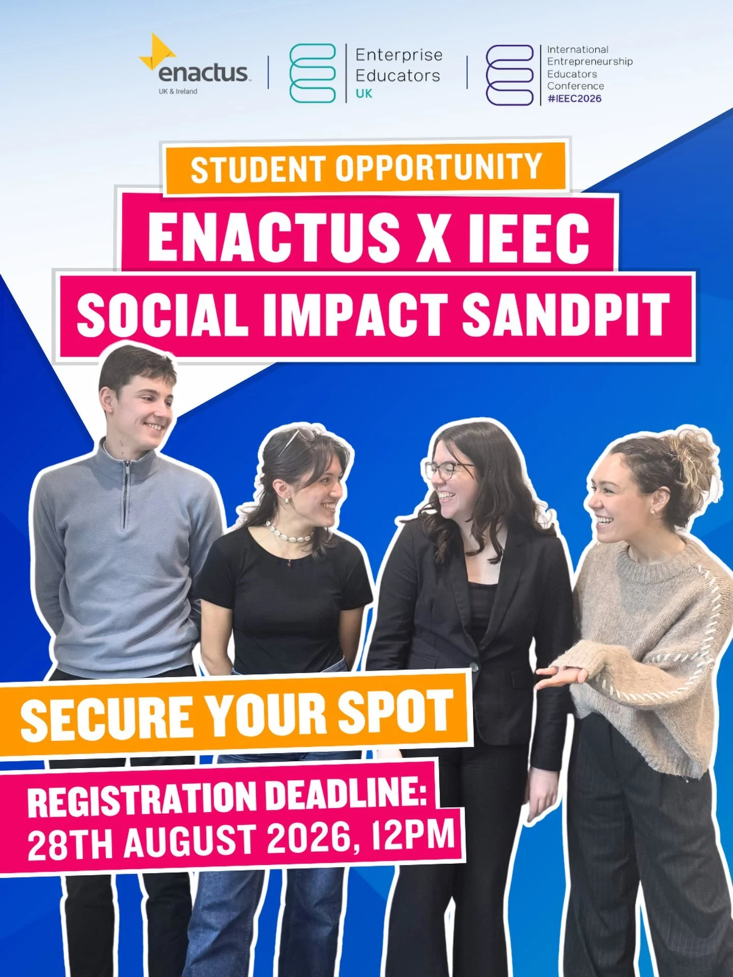 Start the term locked in and ahead of the game.&nbsp;🧠💥

Spend a day at the Enactus Social Impact Sandpit working in a team to solve a real-world challenge. Build live experience, get mentored by industry experts, and supercharge your CV before ter