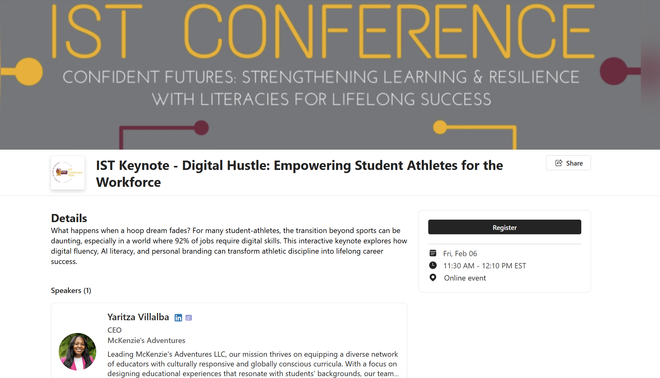 IST 2026 Keynote - Digital Hustle: Empowering Student Athletes for the Workforce