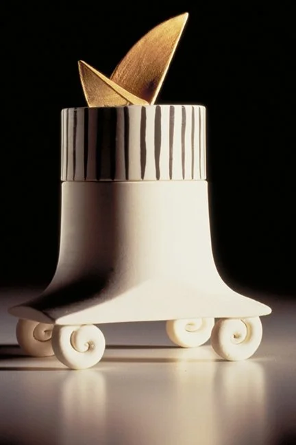 Ole Ole, 1993 wheel thrown altered porcelain, gold glaze