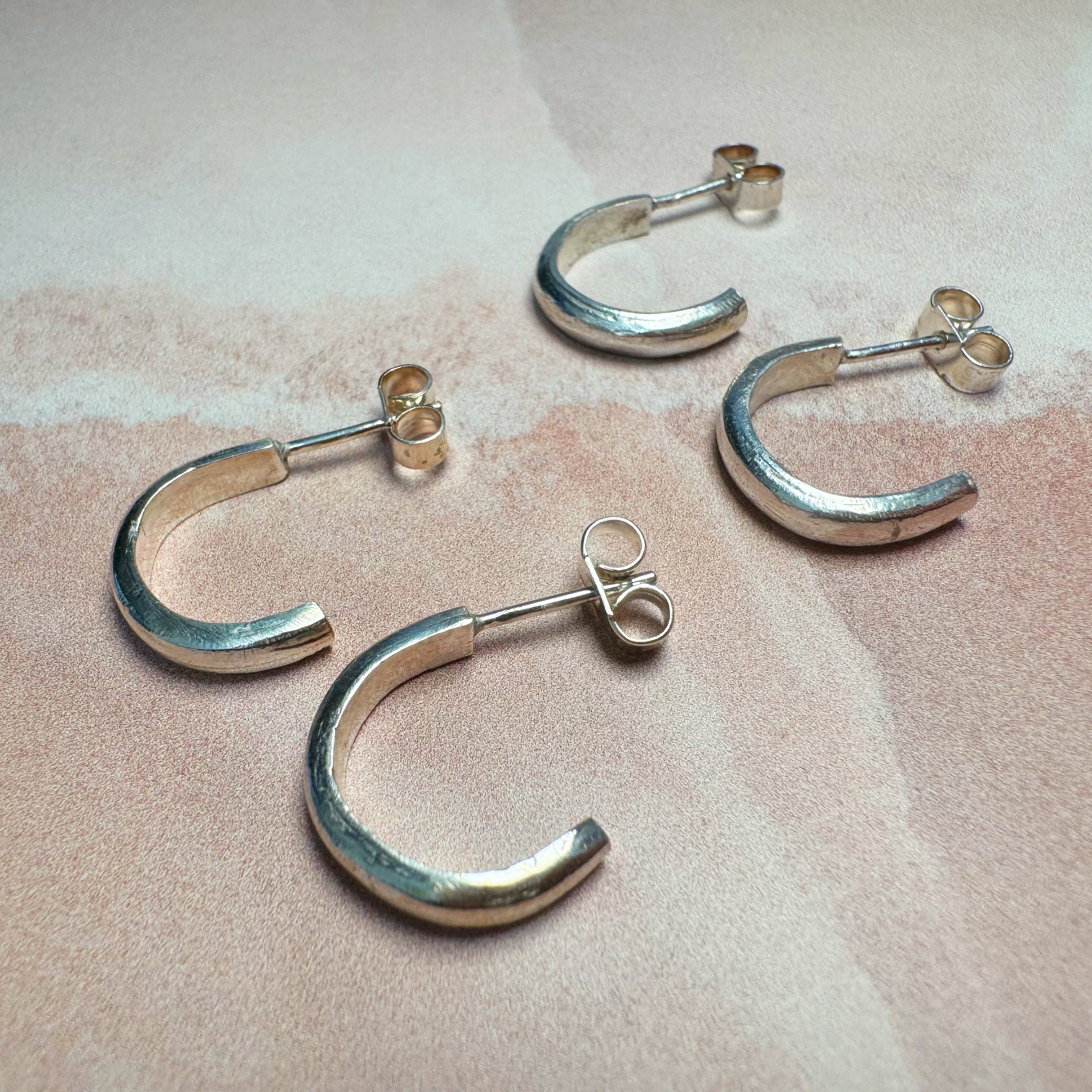 Zero Waste Small D Profile Hoops Two Pairs Front View.jpg