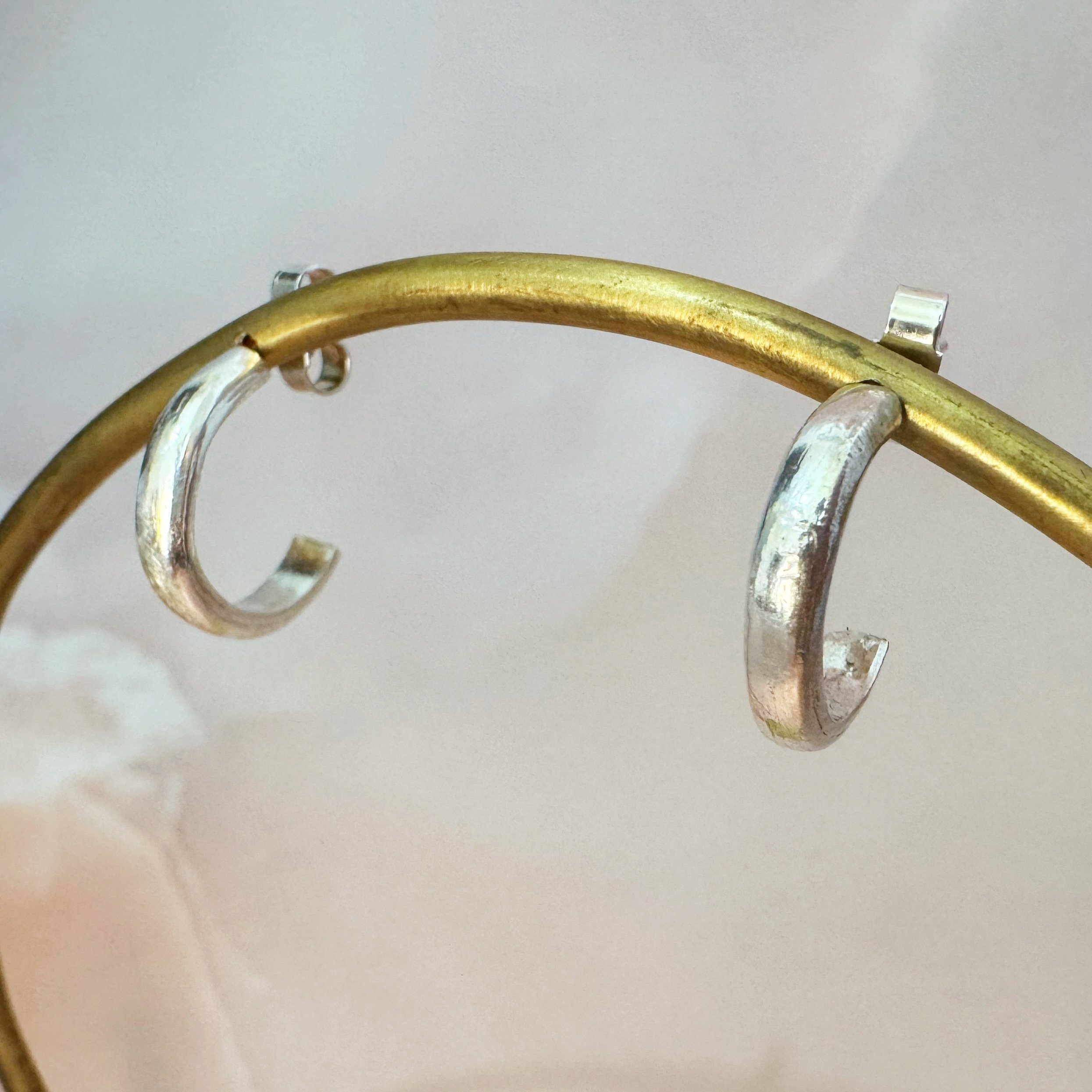 Zero-Waste Silver Hoop Stud Earrings