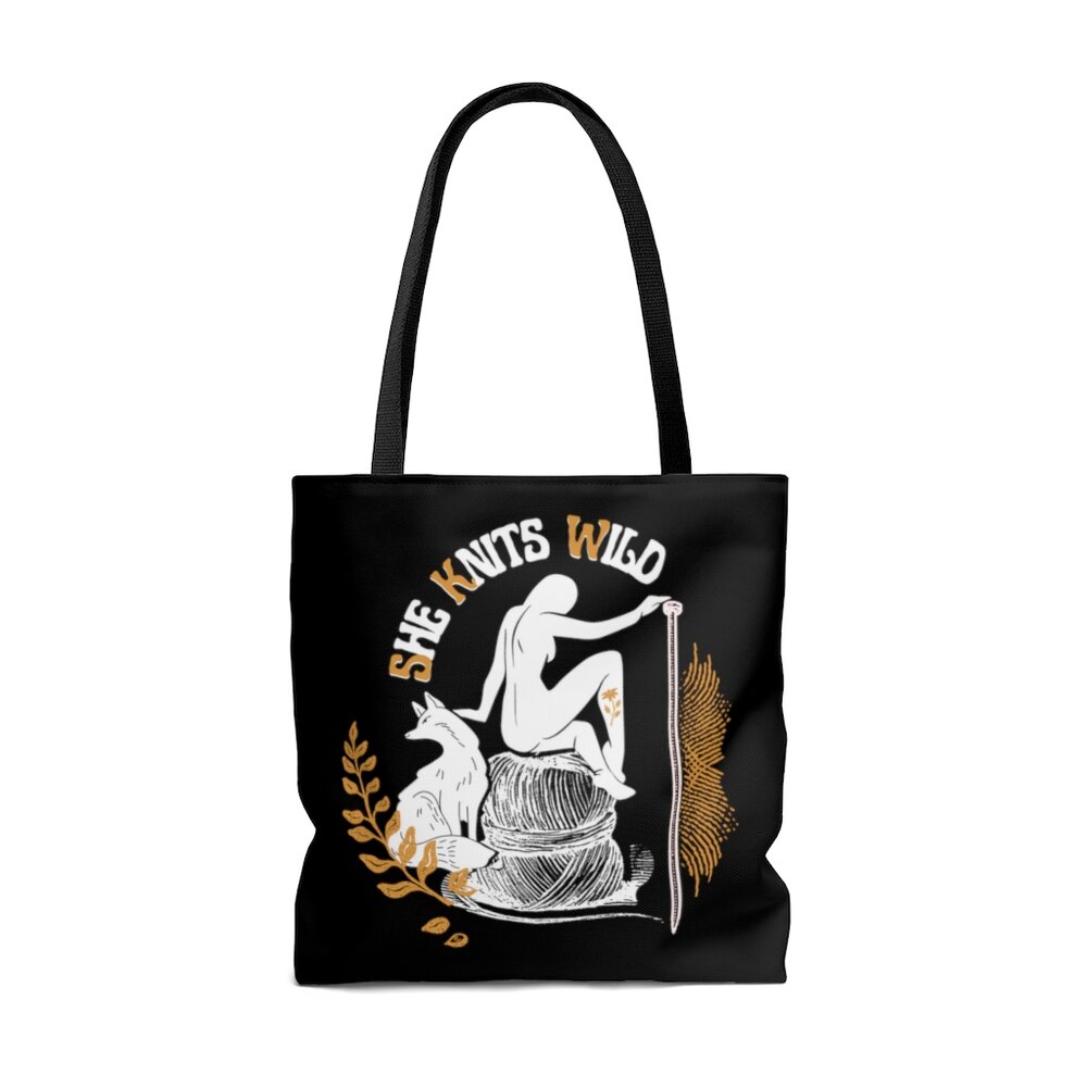 Solstice Knitting · Large Project Tote, White — She Knits Wild