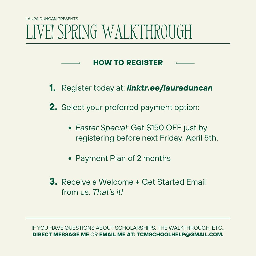 🐣 Easter Special for my LIVE! Spring Walkthrough is, also, LIVE!   I&rsquo;m offering an automatic $150 OFF if you register and pay in full for this Walkthrough. The deadline for this special is next Monday, April 8th!  
You, me, and a class full of