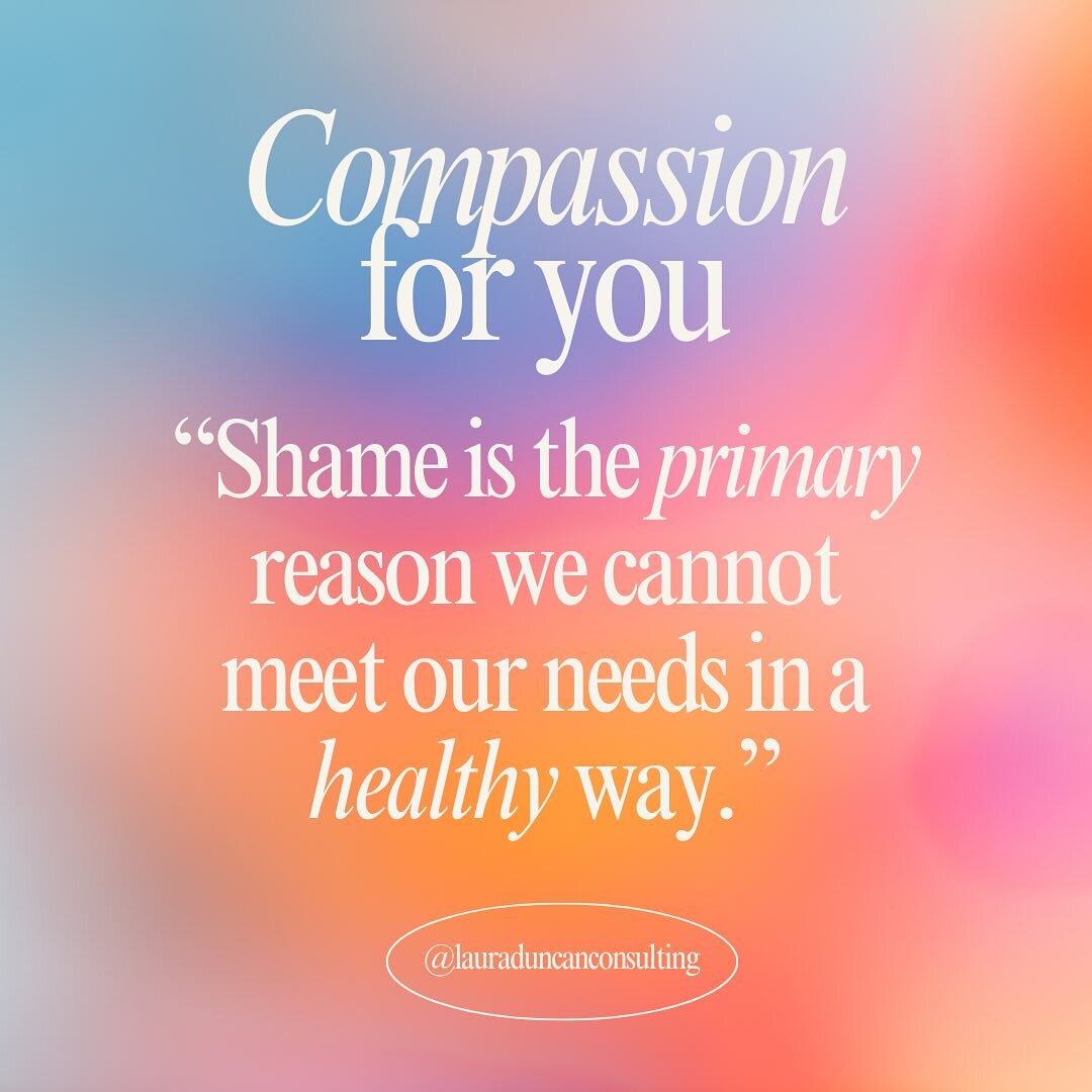 💬 &ldquo;Shame is the primary reason we cannot meet our needs in a healthy way.&rdquo; - @lauraduncanconsulting

When we are stuck in shame, we are stuck in a cycle of shame highs and shame lows. This up-and-down and all-around trip we take with Sha