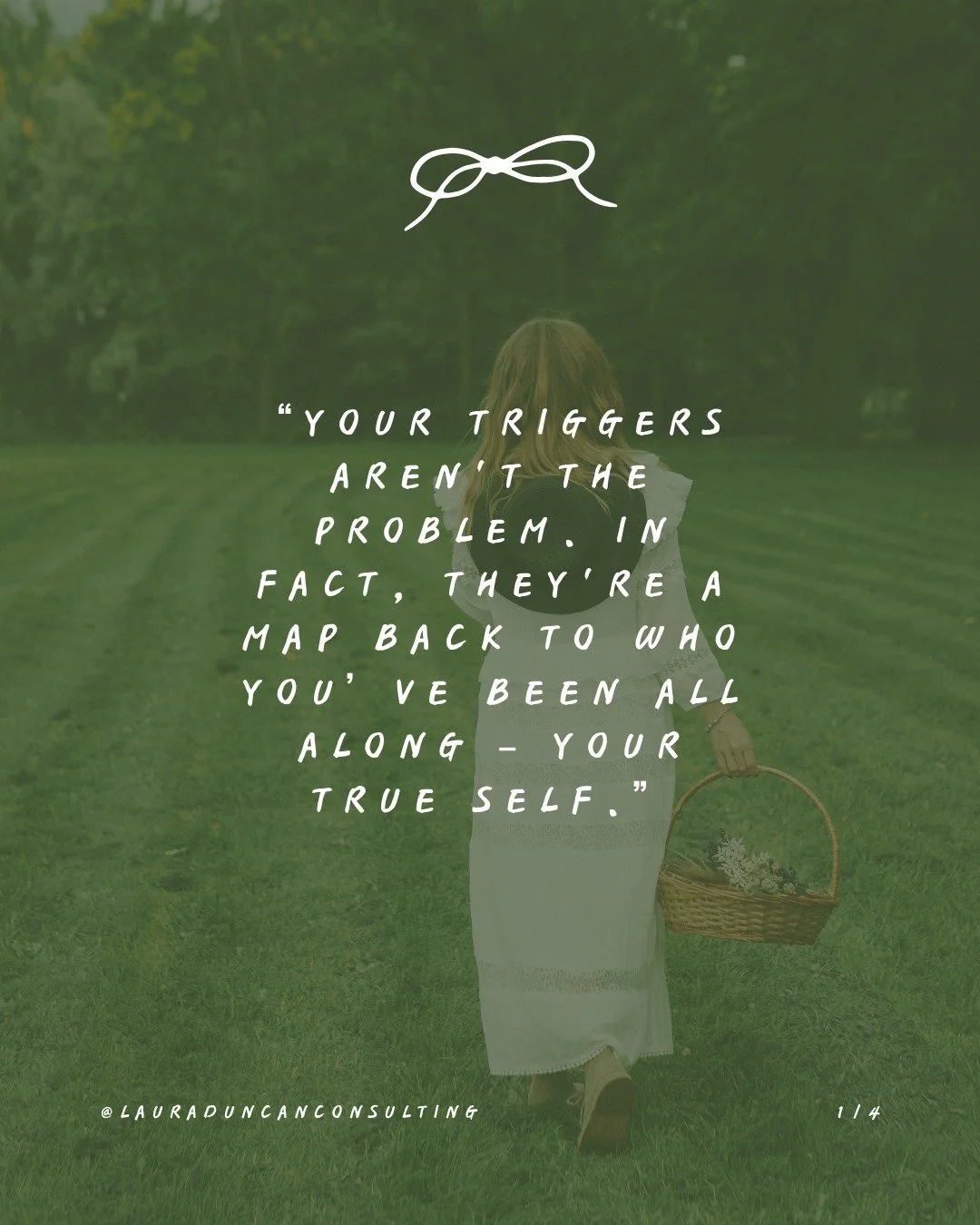 💌 &ldquo;Your triggers aren't the problem. In fact, they're a map back to who you&rsquo;ve been all along &ndash; your True Self.&rdquo; - @lauraduncanconsulting

Every trigger is a message, a doorway to enter in and see who you are behind your pain