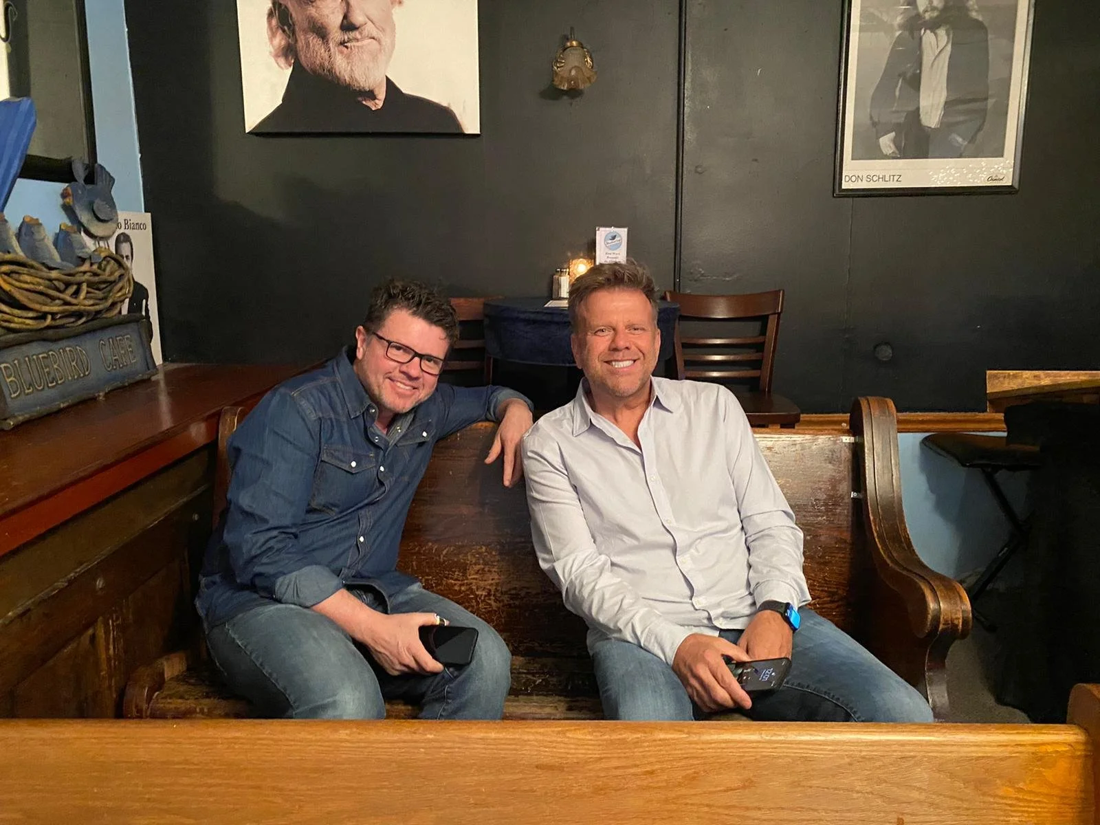 Private concert at The Bluebird Cafe with singer songwriters Lee Thomas Miller, Wendell Mobley, and Kelly Archer. Catering by Hattie B's. Nashville 2022.