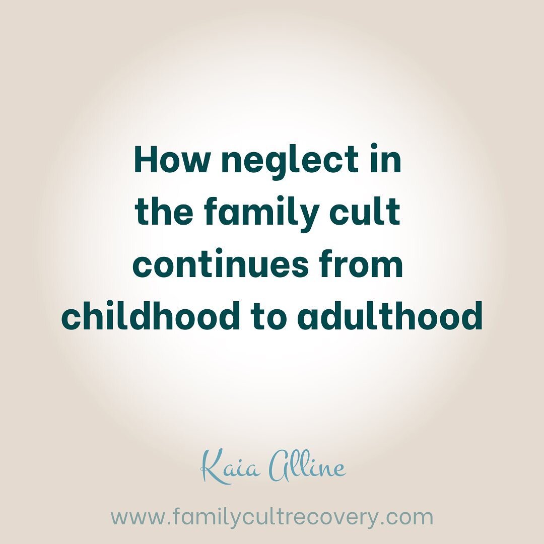 Neglect is another pattern that occurs in family cults.  Neglect can show up in many ways. It may be the parent who ignores you by being on their phone instead of spending time with the child.  The parent who is never home, or the parent who is home 