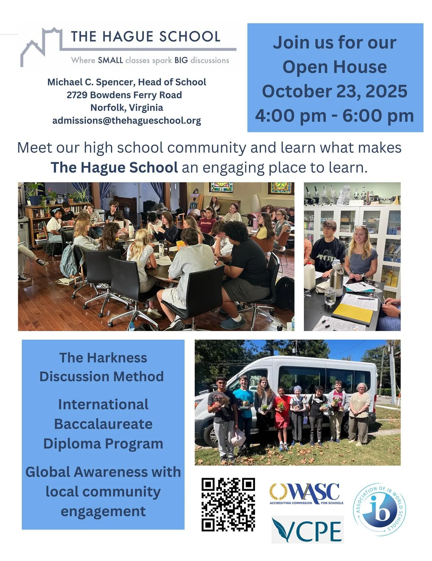 Open House!  Come & learn what makes our school so special! 
Thursday, 10/23 @ 4 PM 
#tritons💙🤍🔱 #harkness #ibdp