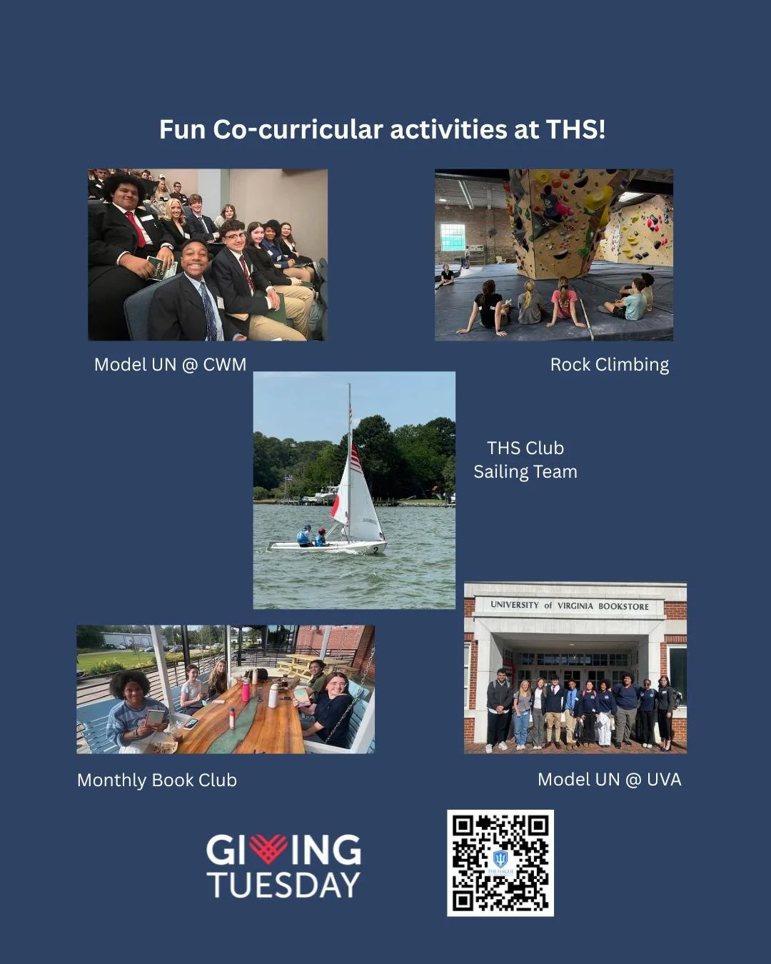 We aren't just discussions and engaging classes!  We also offer fun and engaging co-curricular activities for all students.  Since our founding, we have participated  in Model UN competitions throughout Virginia and the world!  Our Hague School saili